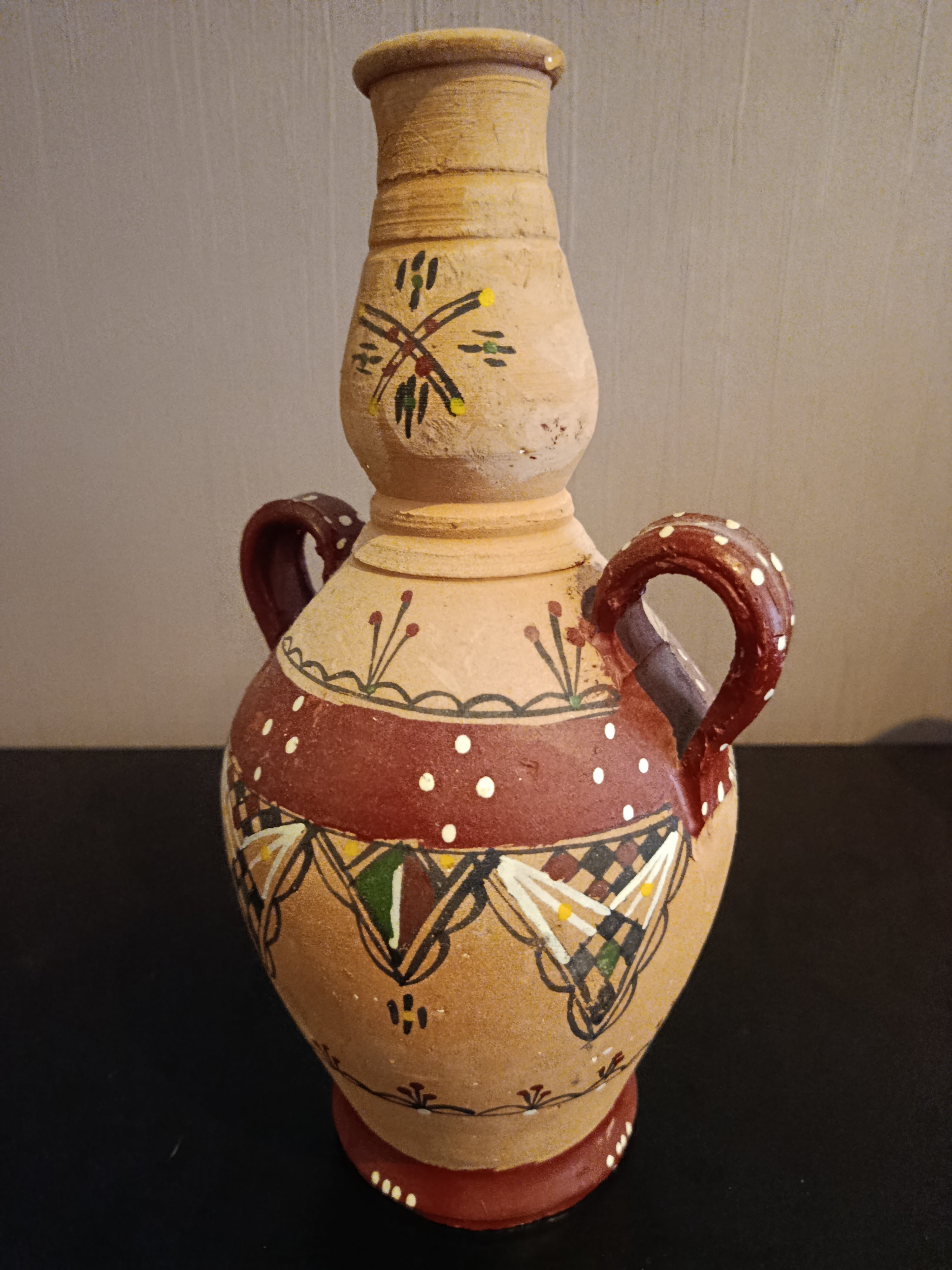 Ancien Vase Africain En Terre Cuite Original Vintage XXe Collection 70s Art Deco