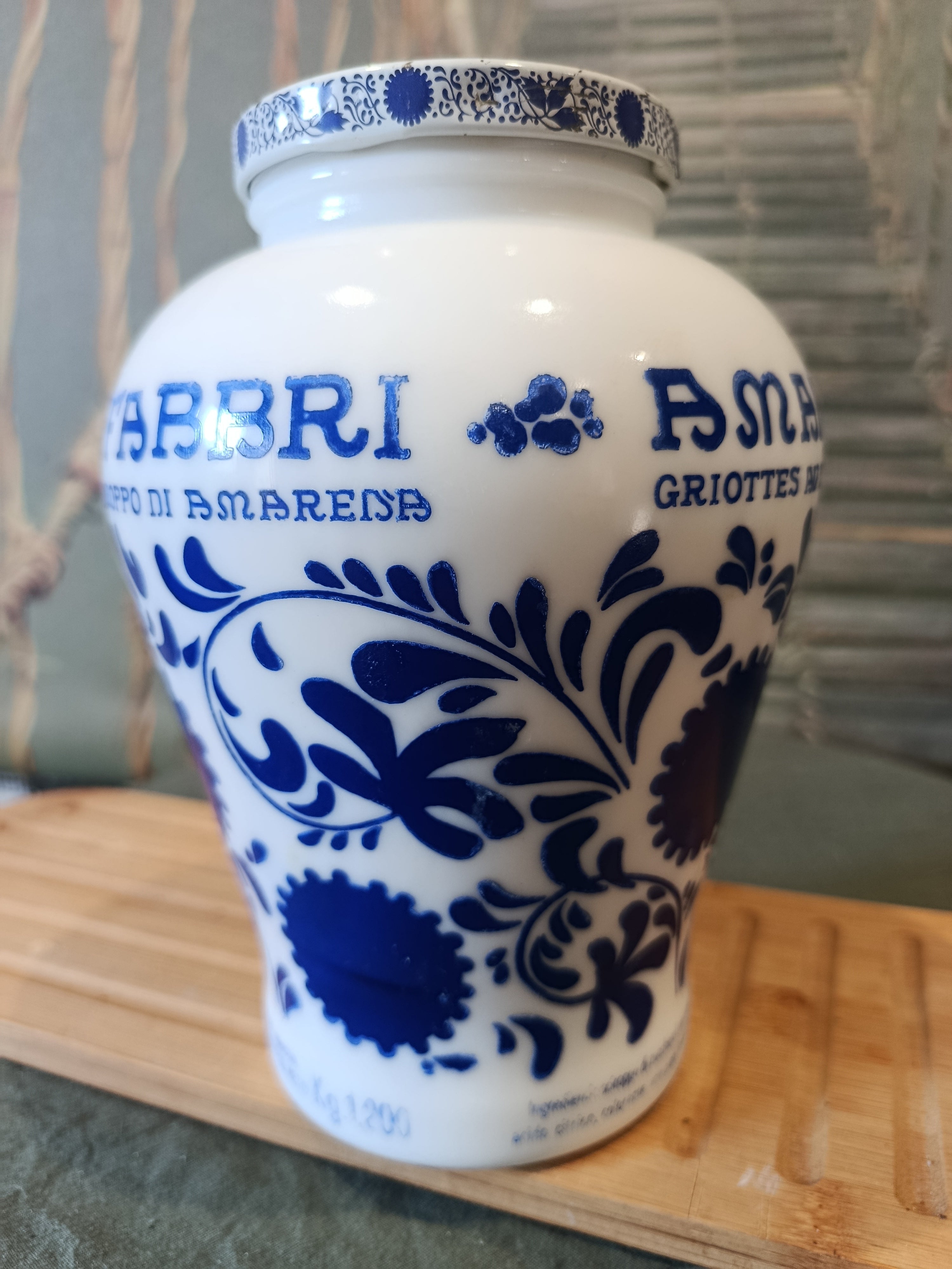 Pot à sel vintage en opaline Amarena Fabbri Design floral XXe siècle