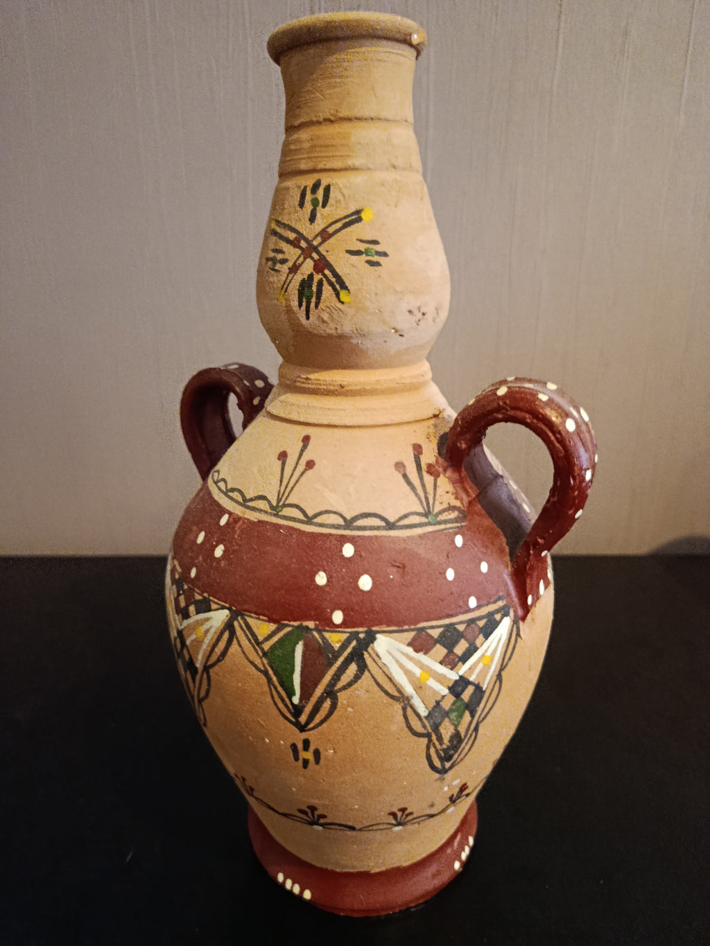 Ancien Vase Africain En Terre Cuite Original Vintage XXe Collection 70s Art Deco