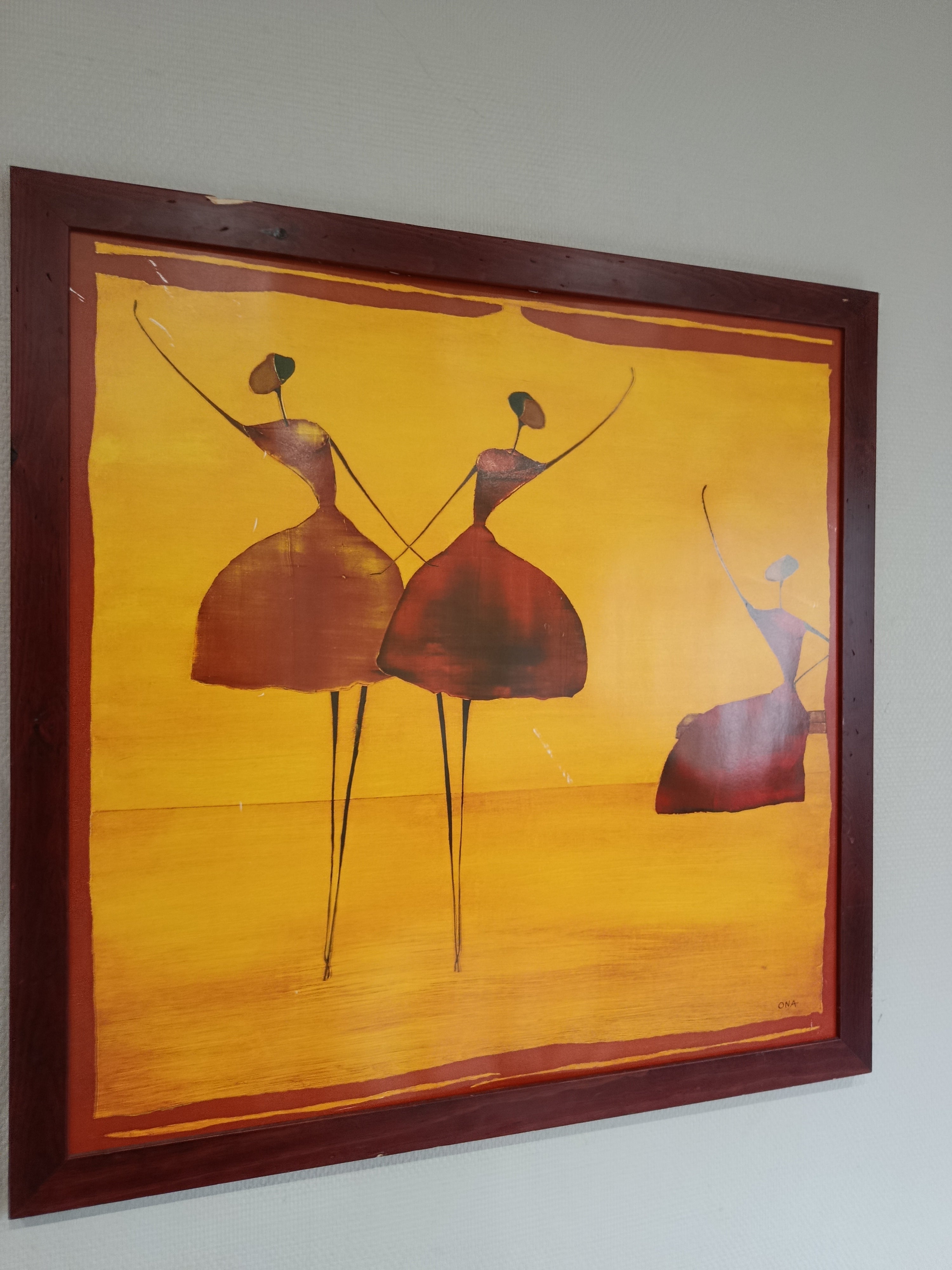 Tableau original signé Ona danseuses africaines peinture expressionniste XXe siècle