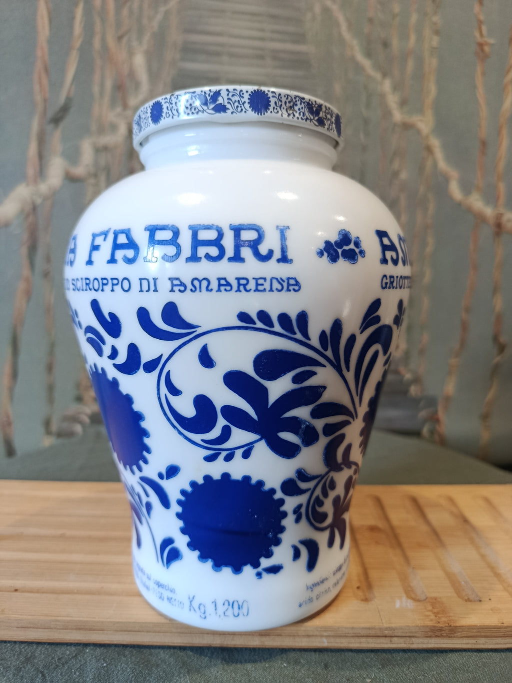 Pot à sel vintage en opaline Amarena Fabbri Design floral XXe siècle