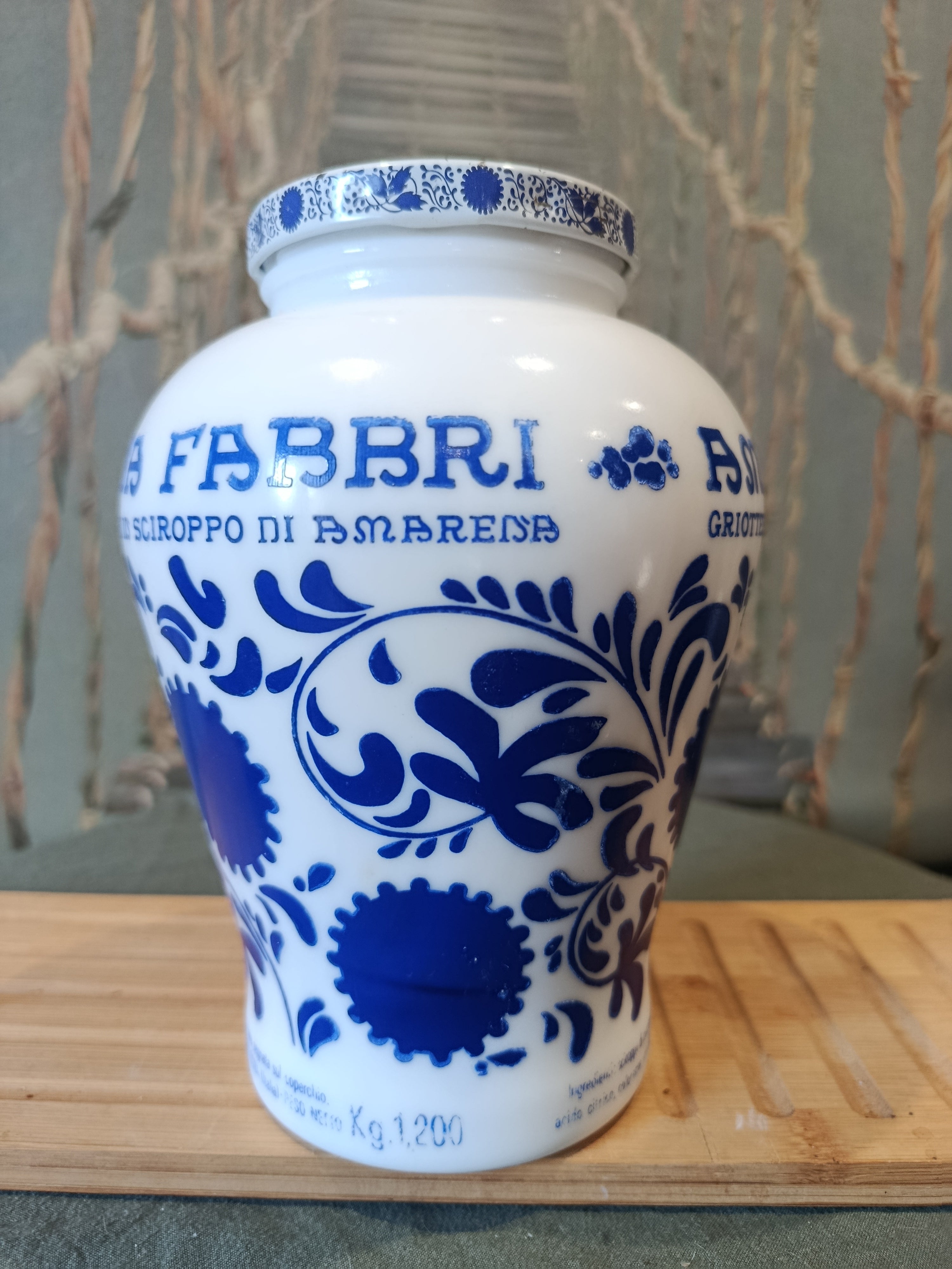 Pot à sel vintage en opaline Amarena Fabbri Design floral XXe siècle