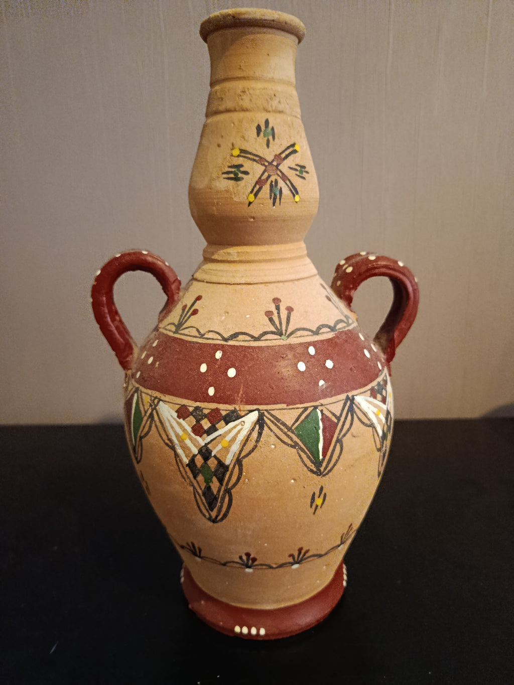 Ancien Vase Africain En Terre Cuite Original Vintage XXe Collection 70s Art Deco