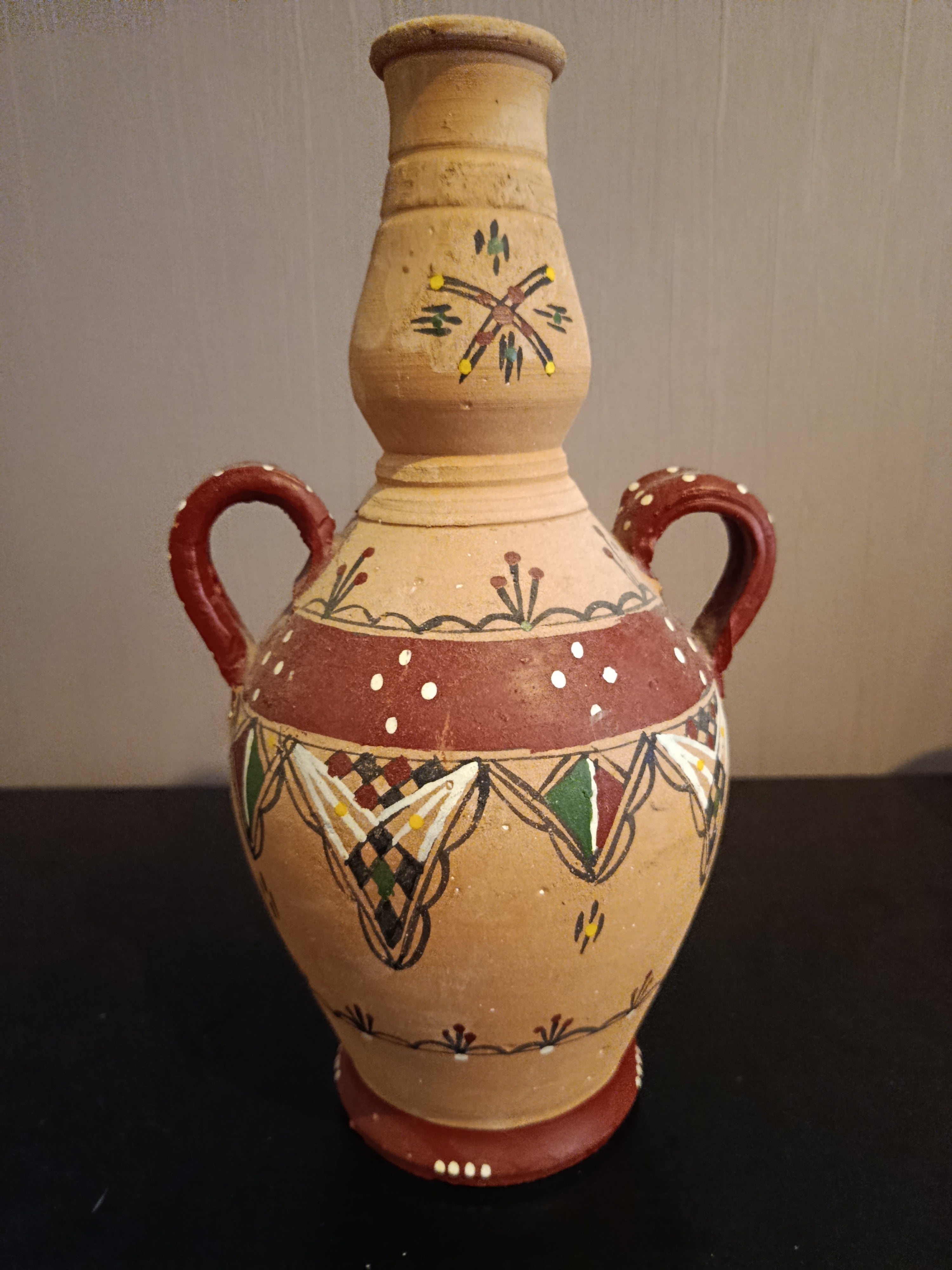 Ancien Vase Africain En Terre Cuite Original Vintage XXe Collection 70s Art Deco