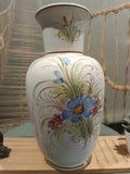 Vase ancien en porcelaine peint main motifs floraux signé et numéroté Art Déco XXe siècle