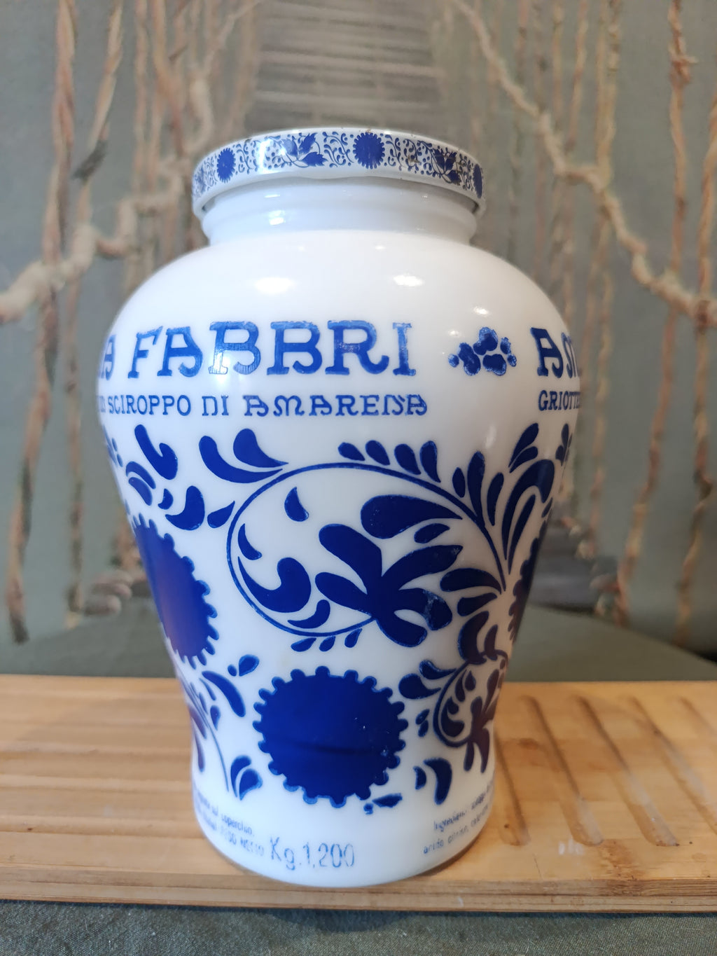 Pot à sel vintage en opaline Amarena Fabbri Design floral XXe siècle