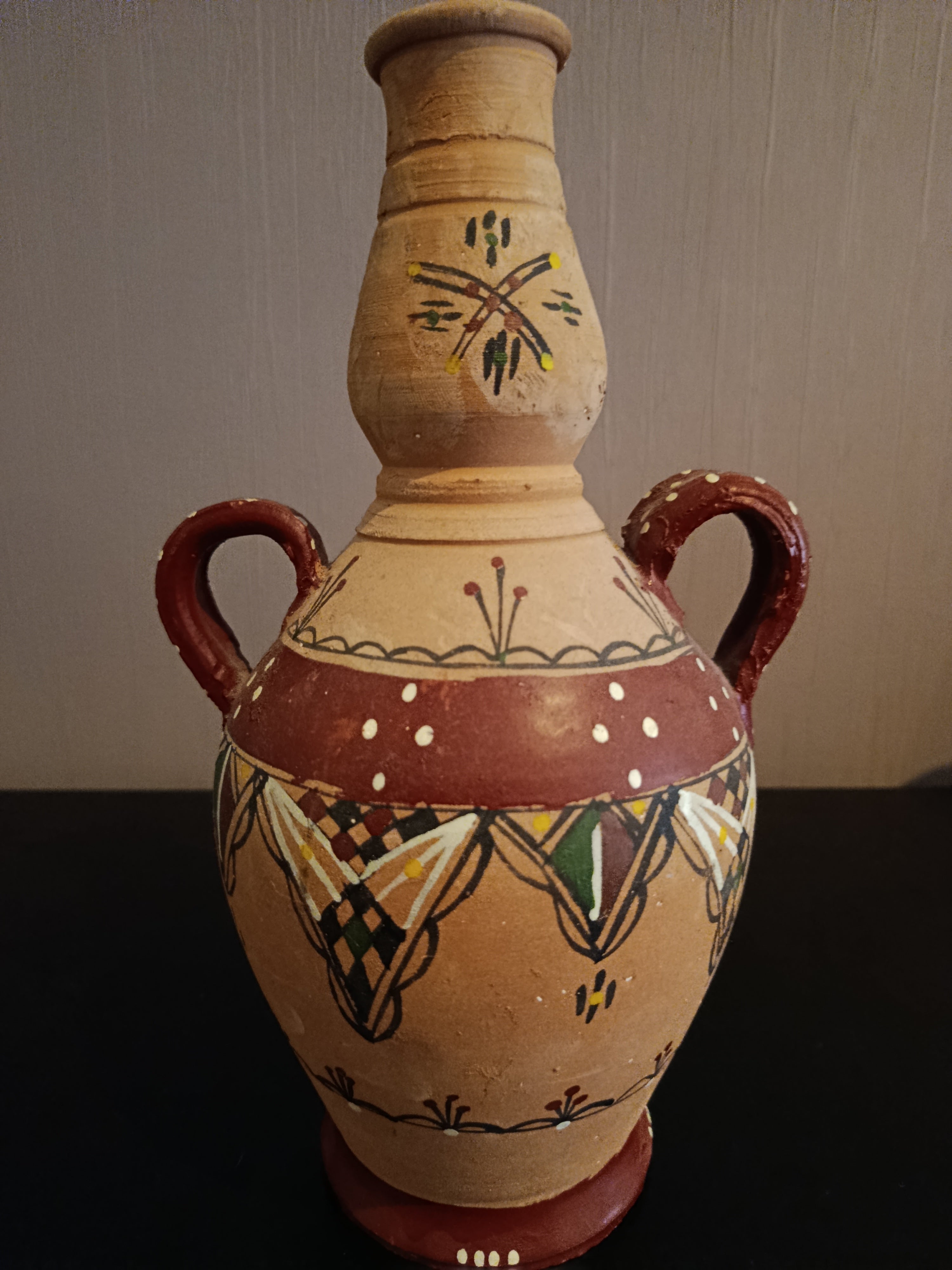Ancien Vase Africain En Terre Cuite Original Vintage XXe Collection 70s Art Deco