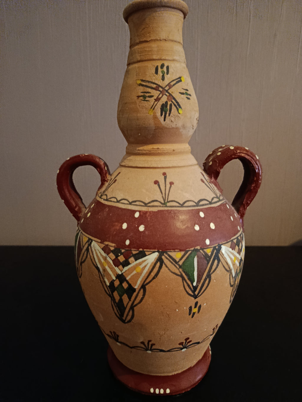 Ancien Vase Africain En Terre Cuite Original Vintage XXe Collection 70s Art Deco