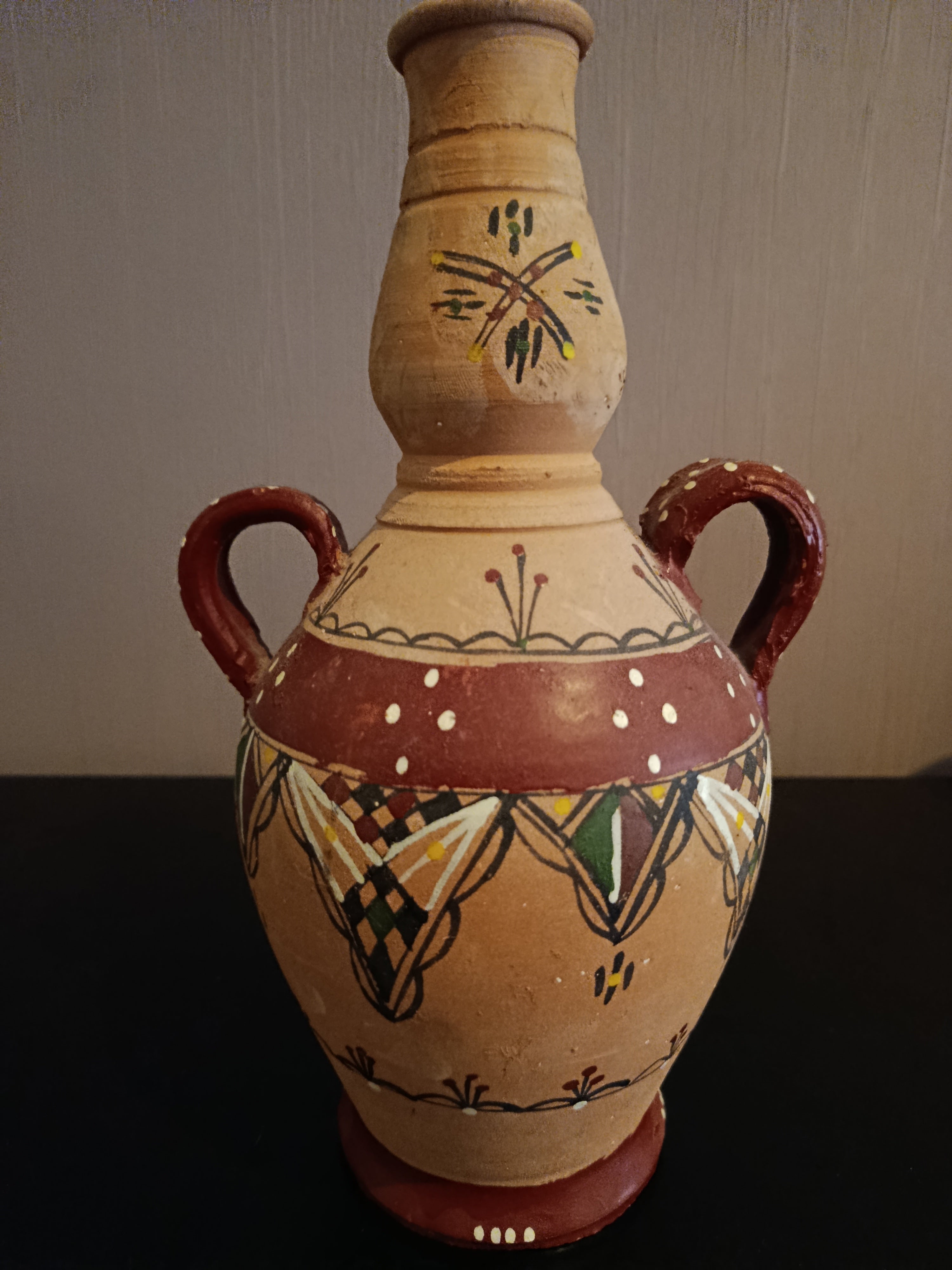 Ancien Vase Africain En Terre Cuite Original Vintage XXe Collection 70s Art Deco