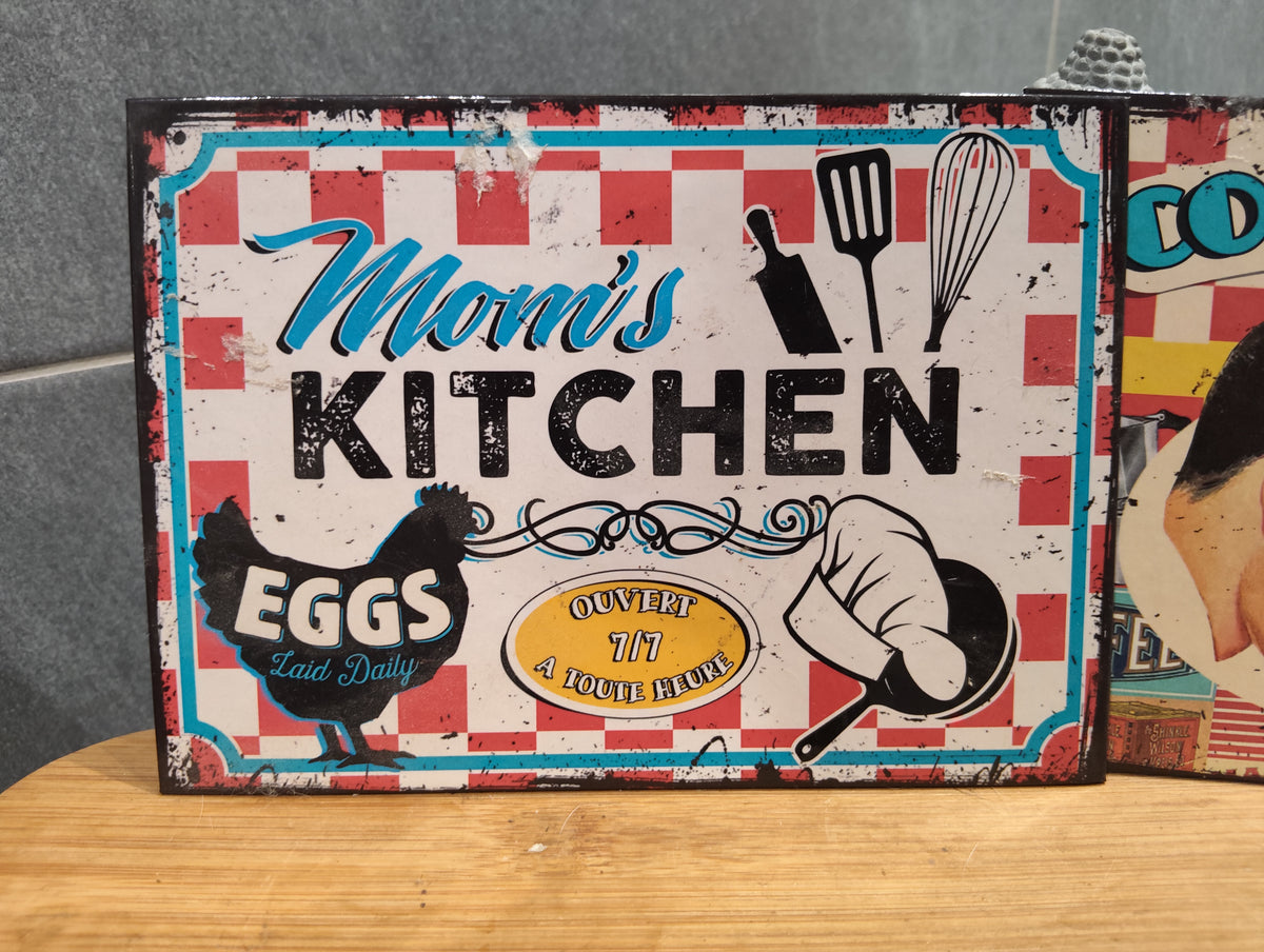 Lot de 2 Anciennes Pancartes Rétros Vintage Maison Cuisine & Café XXe Collection Déco