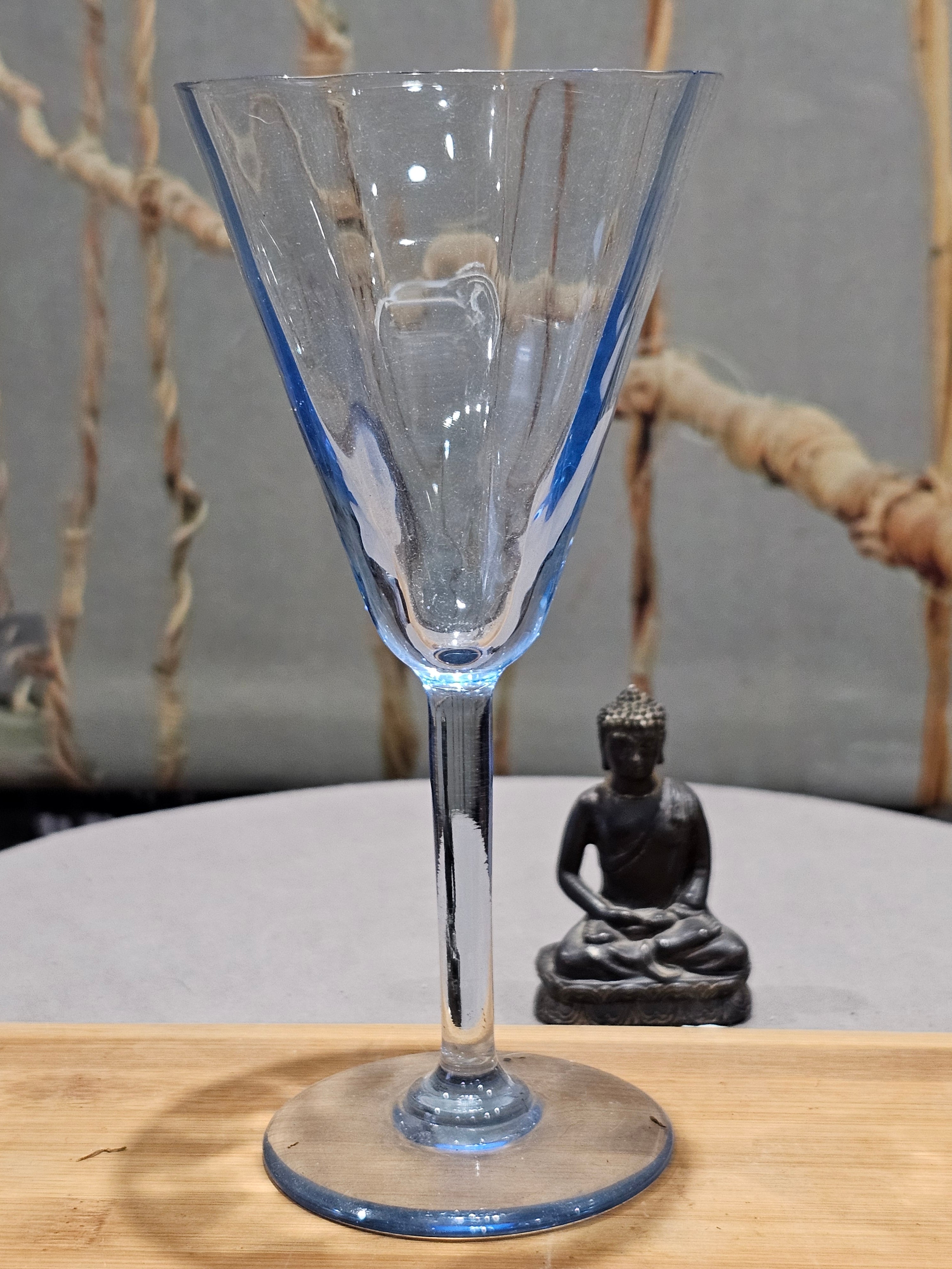 Ancien Grand verre Cocktail en cristal Taillé Moyen Mains Vintage XXe Art deco artisanal