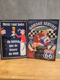 Lot de 2 Anciennes Pancartes Rétros Vintage Maison garage XXe Collection Déco