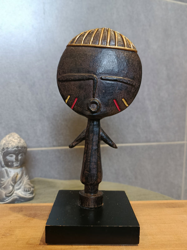 Ancienne Petite statuette vintage Africaine Originale Bois Peinte Main