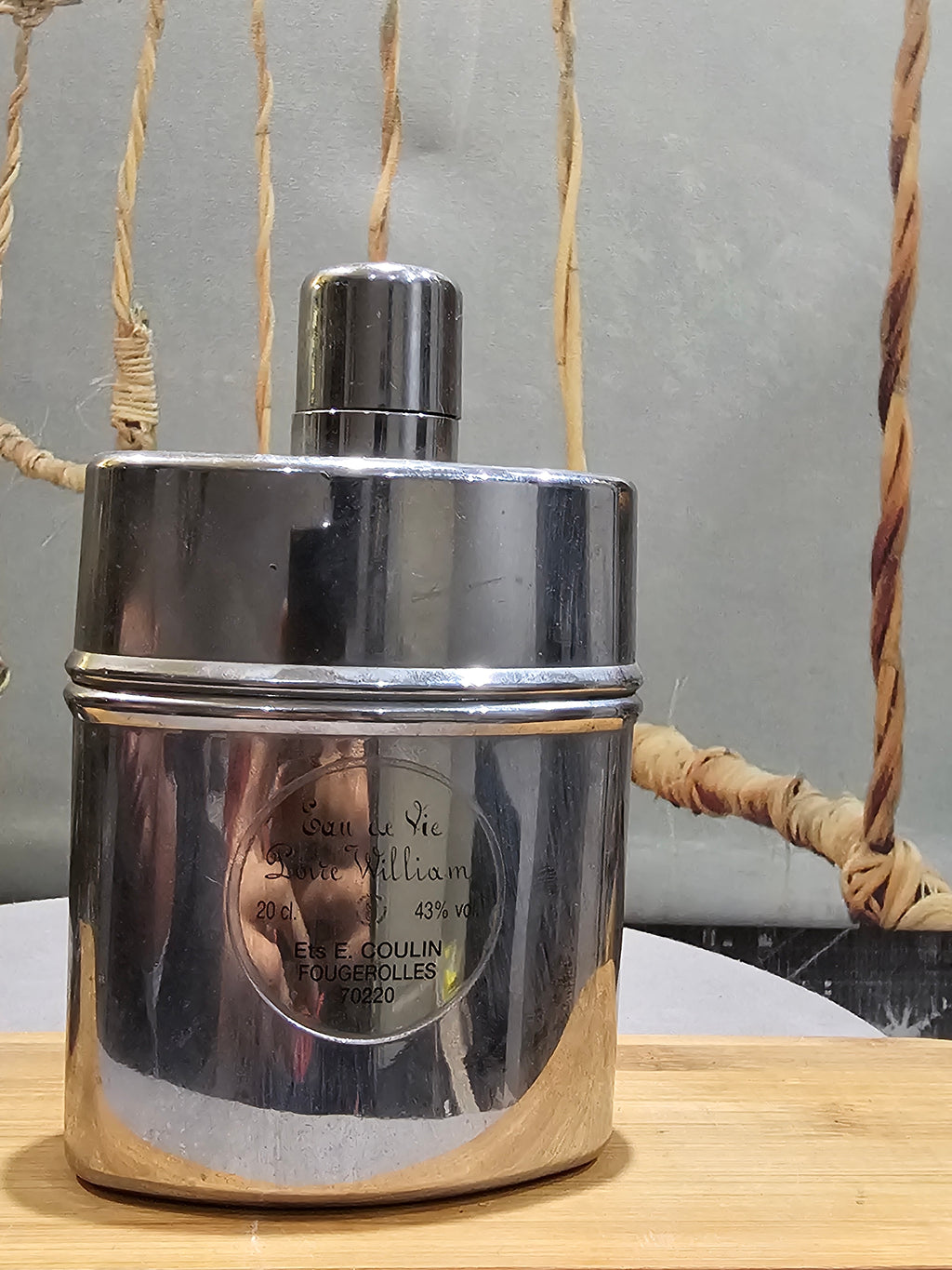 Ancienne Flasque de Hanche Eau de Vie E.Coullin Vintage Metal Luxe Argentée Vintage XXe Edition