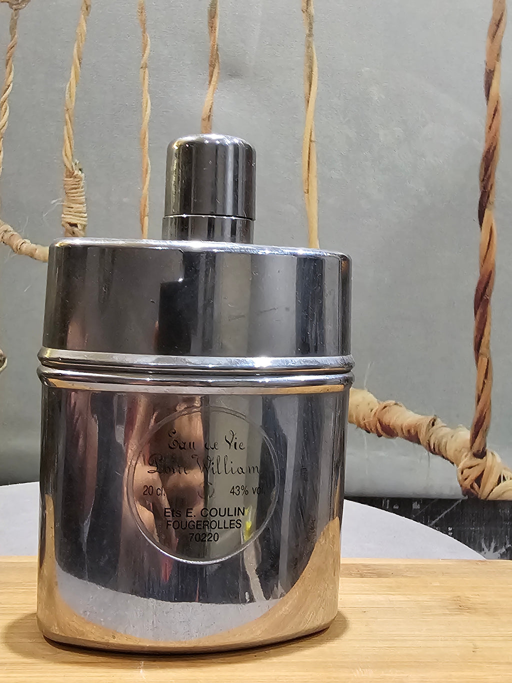 Ancienne Flasque de Hanche Eau de Vie E.Coullin Vintage Metal Luxe Argentée Vintage XXe Edition