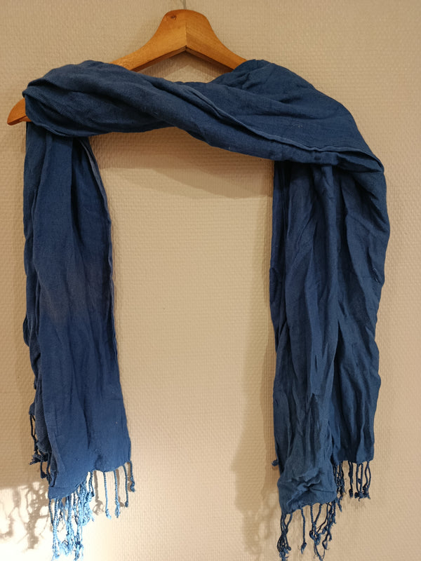 Écharpe chech marocain authentique Bleu désert Original Maroc Laine