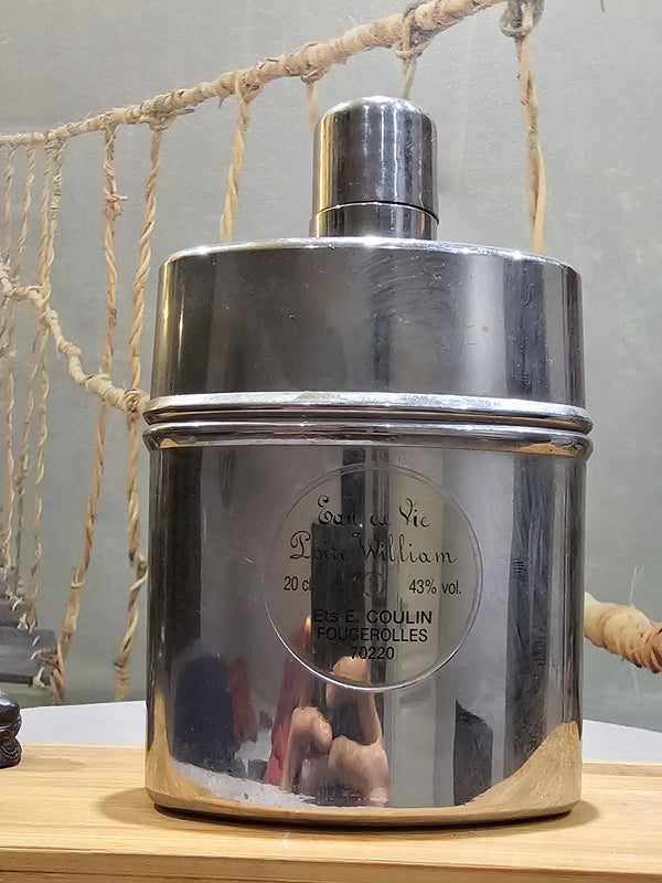 Ancienne Flasque de Hanche Eau de Vie E.Coullin Vintage Metal Luxe Argentée Vintage XXe Edition