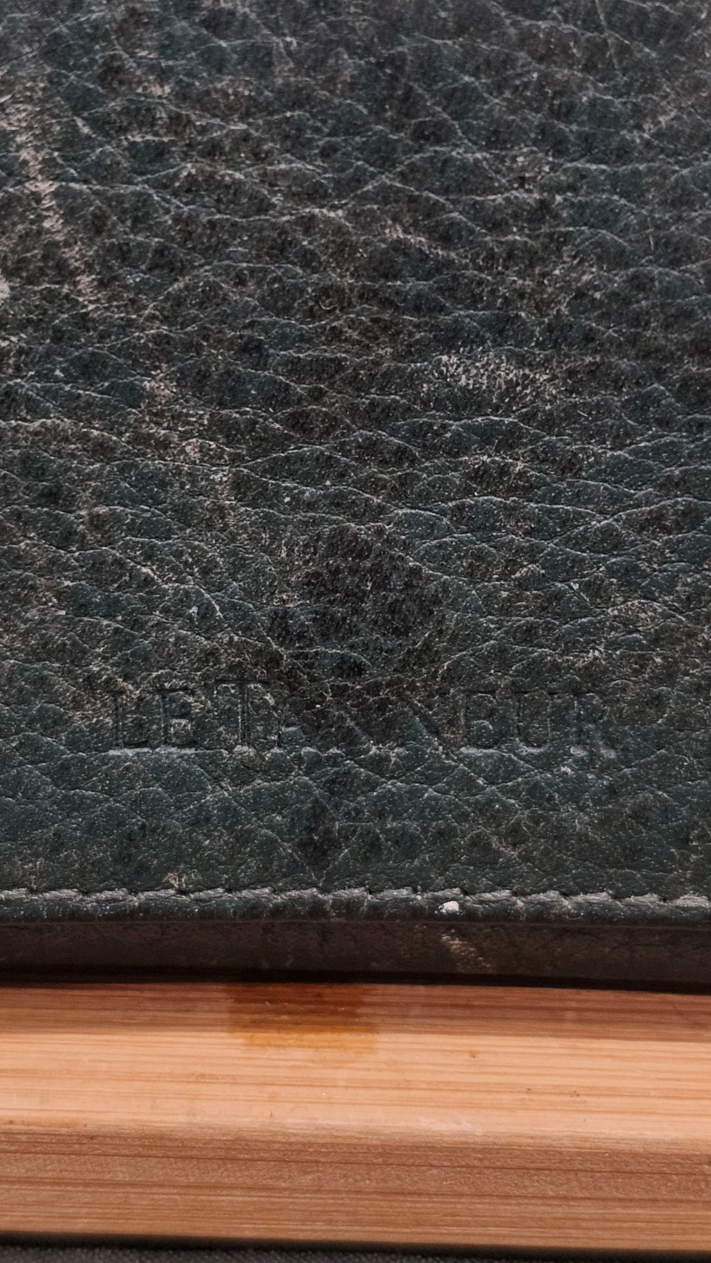 Ancien Porte Monnaie Vintage Rétro Le Tanneur Cuir Vert Grand Père Collector Début XXe Collection