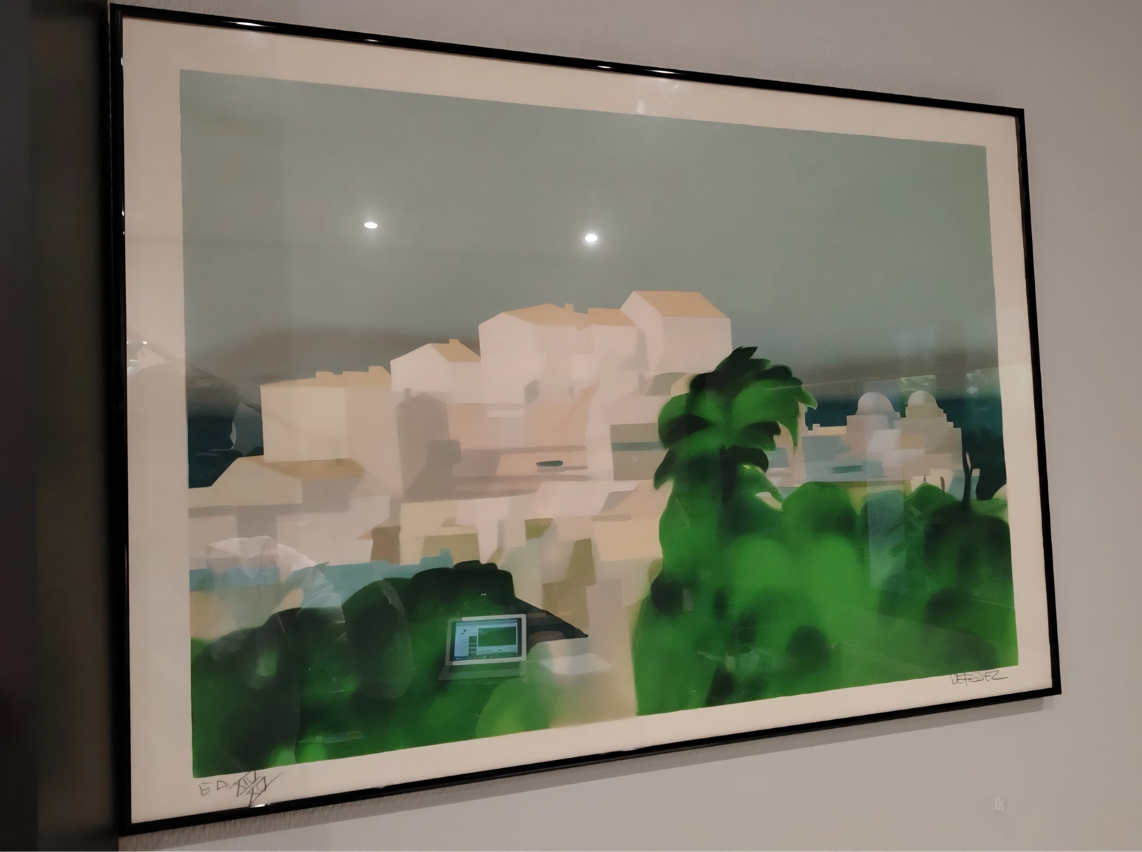 Ancien Tableau Art Deco Original Lithographie Vintage Art deco Alfred Defossez Lumière du Sud Numéroté & Signé EA + Artiste