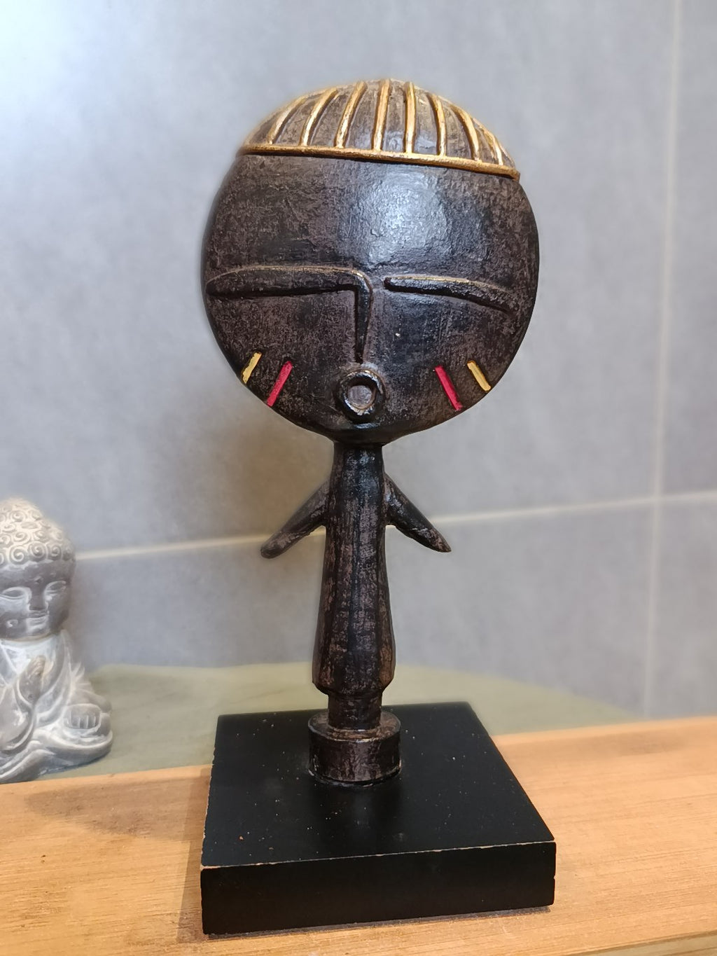 Ancienne Petite statuette vintage Africaine Originale Bois Peinte Main