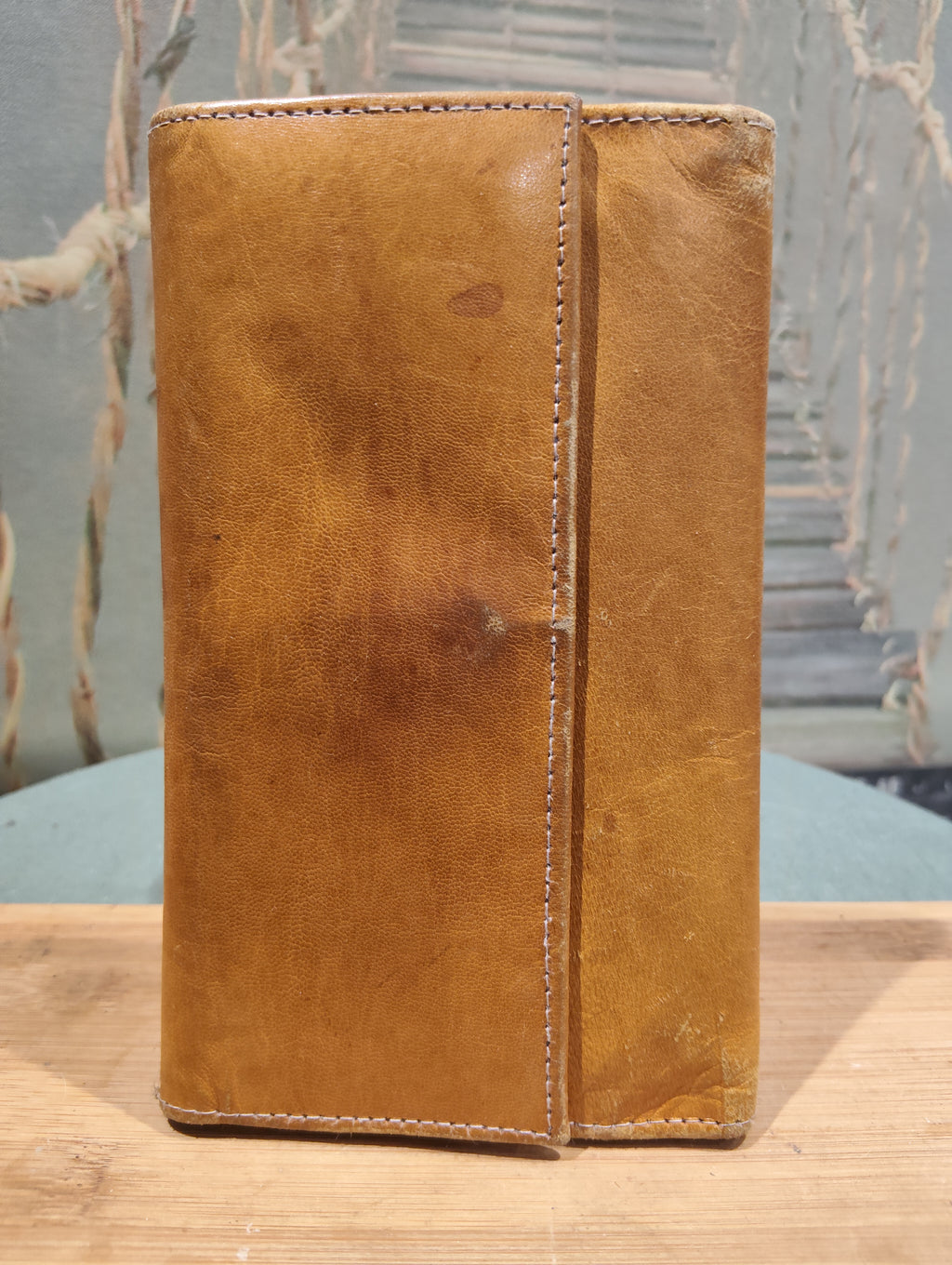 Ancien Porte Monnaie Original en Cuir D'Agneau Original Artisanal Fait Main Luxe Camel XXe Collection