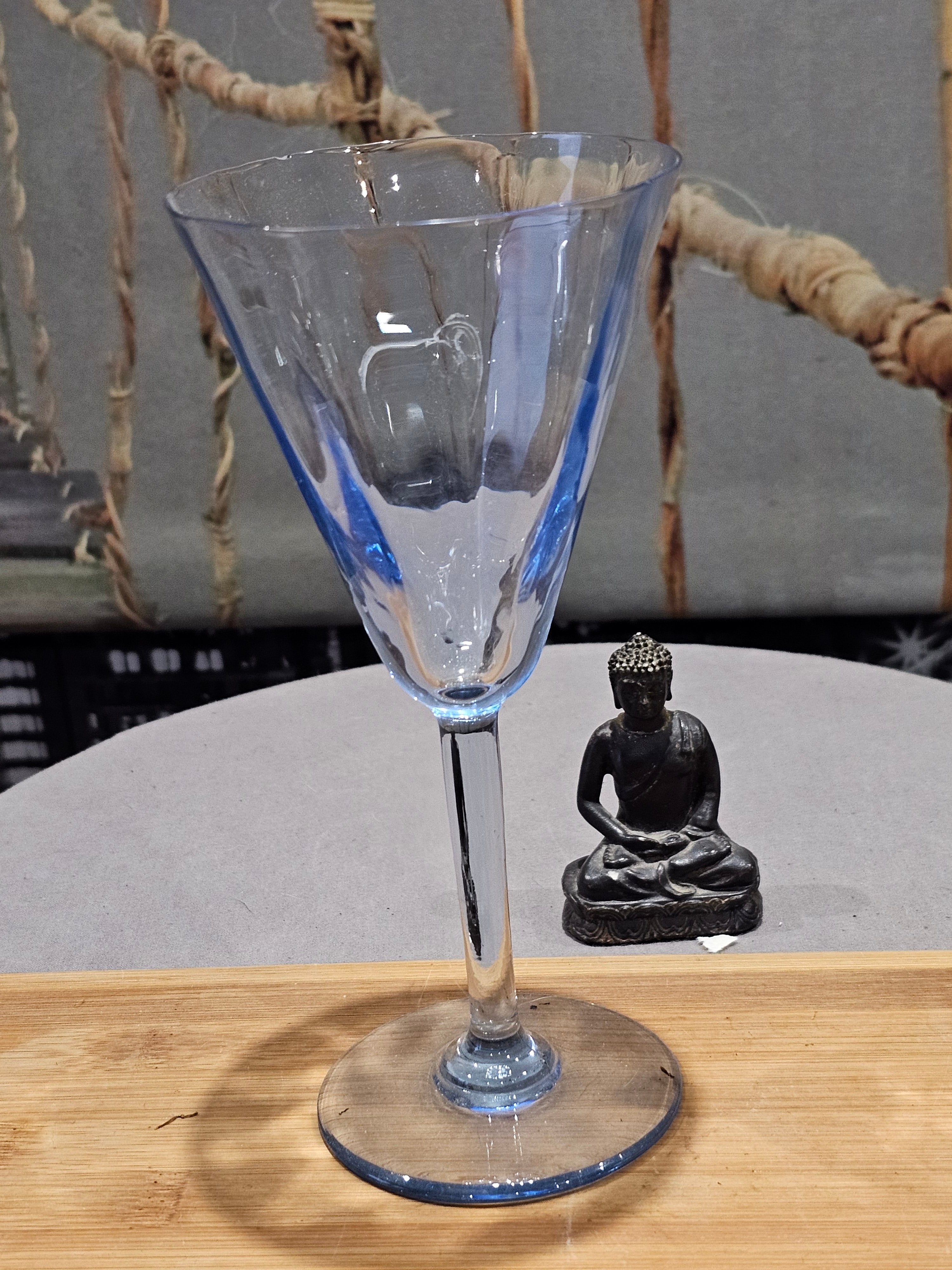 Ancien Grand verre Cocktail en cristal Taillé Moyen Mains Vintage XXe Art deco artisanal