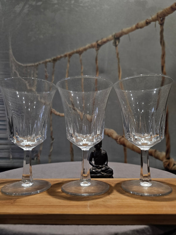 Lot de x3 Verres Taillés Mains En Cristal de Luxe Vintage Rétro 1960 XXe collection Original