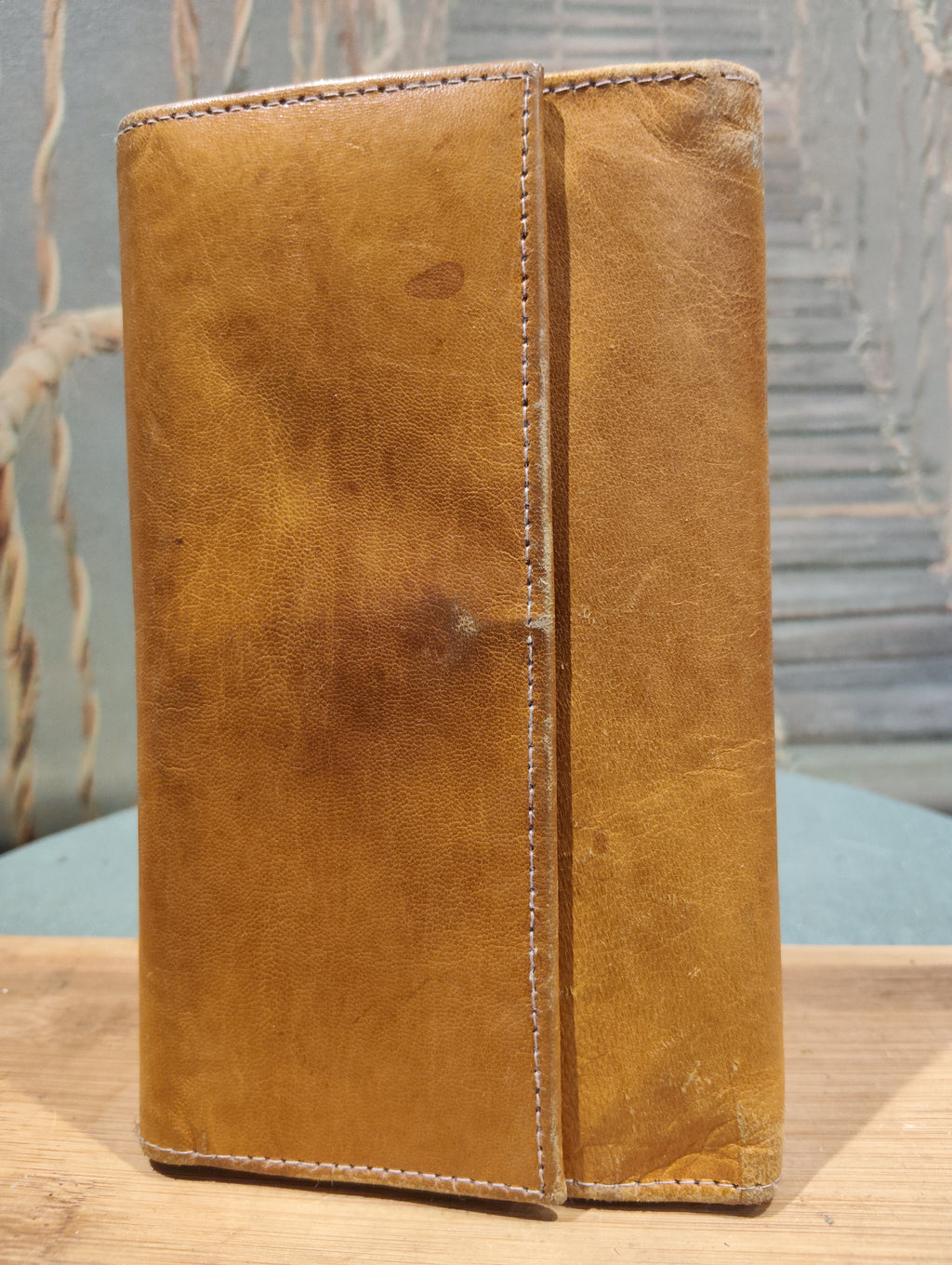 Ancien Porte Monnaie Original en Cuir D'Agneau Original Artisanal Fait Main Luxe Camel XXe Collection