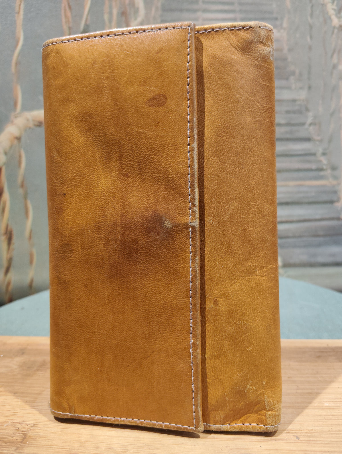 Ancien Porte Monnaie Original en Cuir D'Agneau Original Artisanal Fait Main Luxe Camel XXe Collection