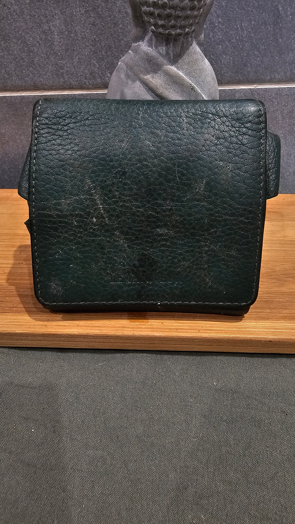 Ancien Porte Monnaie Vintage Rétro Le Tanneur Cuir Vert Grand Père Collector Début XXe Collection