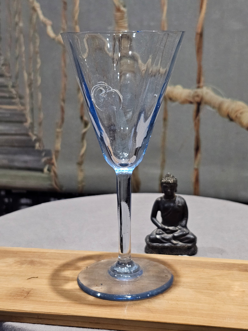 Ancien Grand verre Cocktail en cristal Taillé Moyen Mains Vintage XXe Art deco artisanal