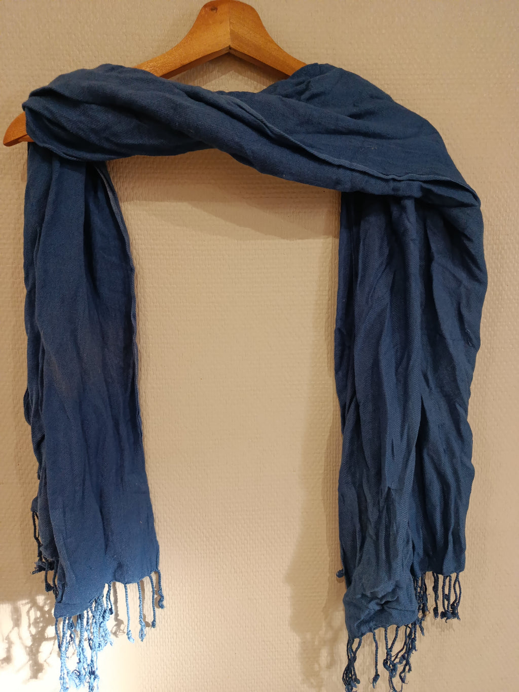 Écharpe chech marocain authentique Bleu désert Original Maroc Laine