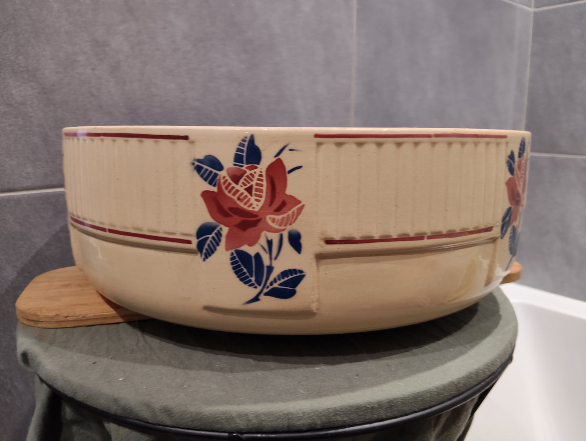 Ancienne bacine ancien plat de service Faience Signée K& G Lunéville XXE Edition Florale Collection