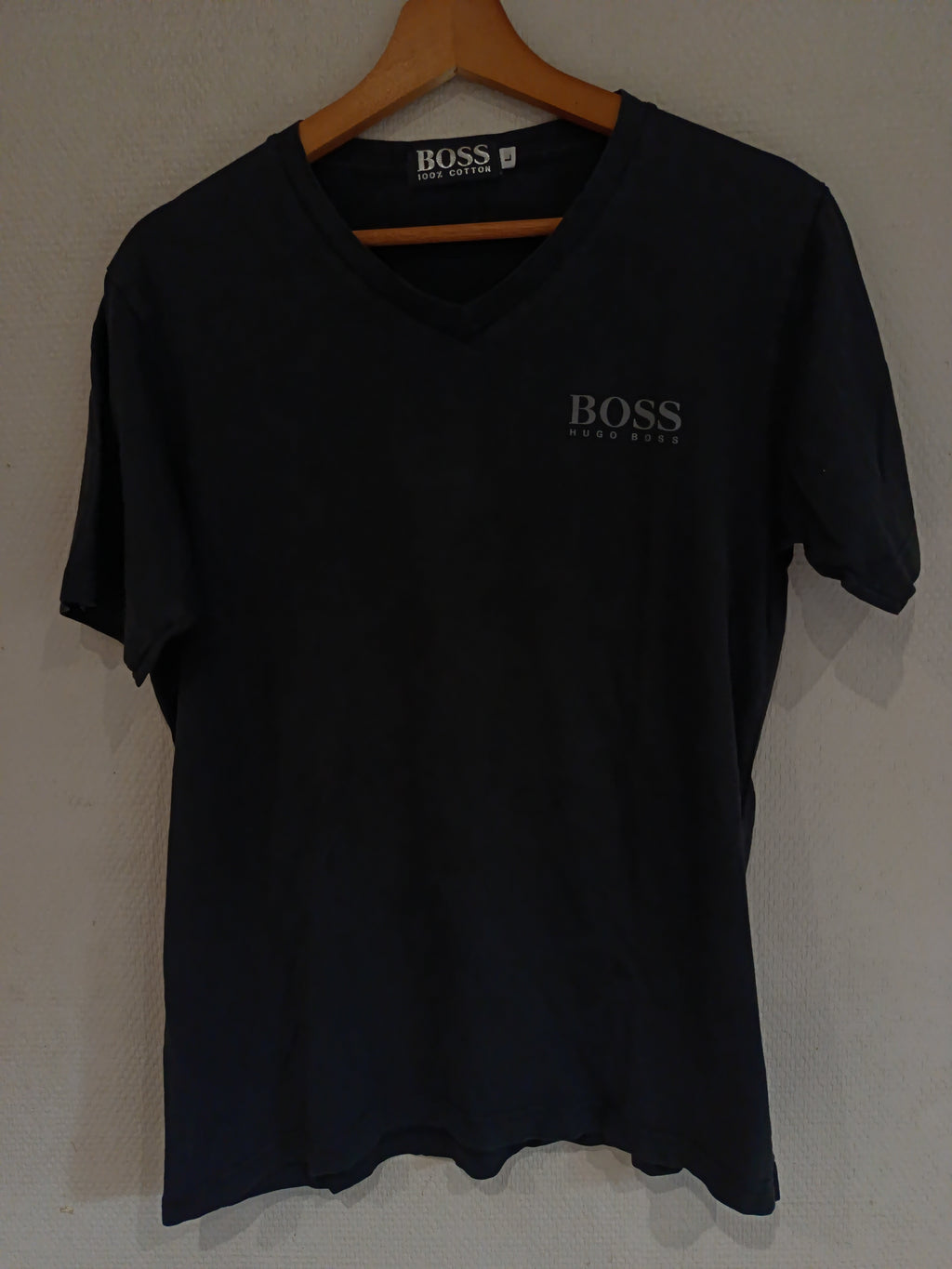 Ancien T Shirt vintage Hugo Boss 100% Coton Homme TL Original Col V Noir Collection