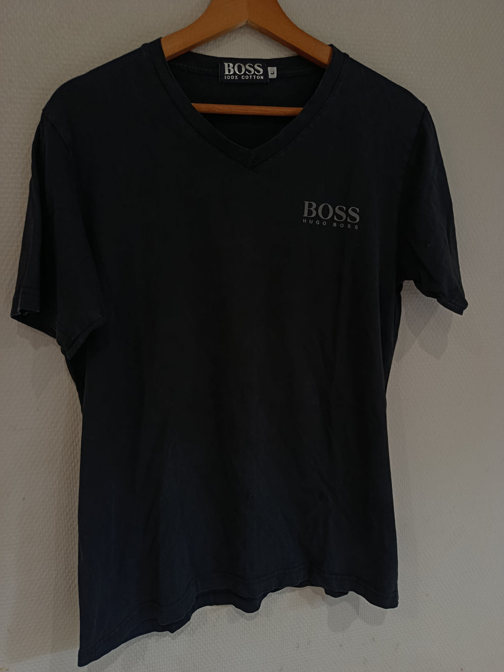 Ancien T Shirt vintage Hugo Boss 100% Coton Homme TL Original Col V Noir Collection