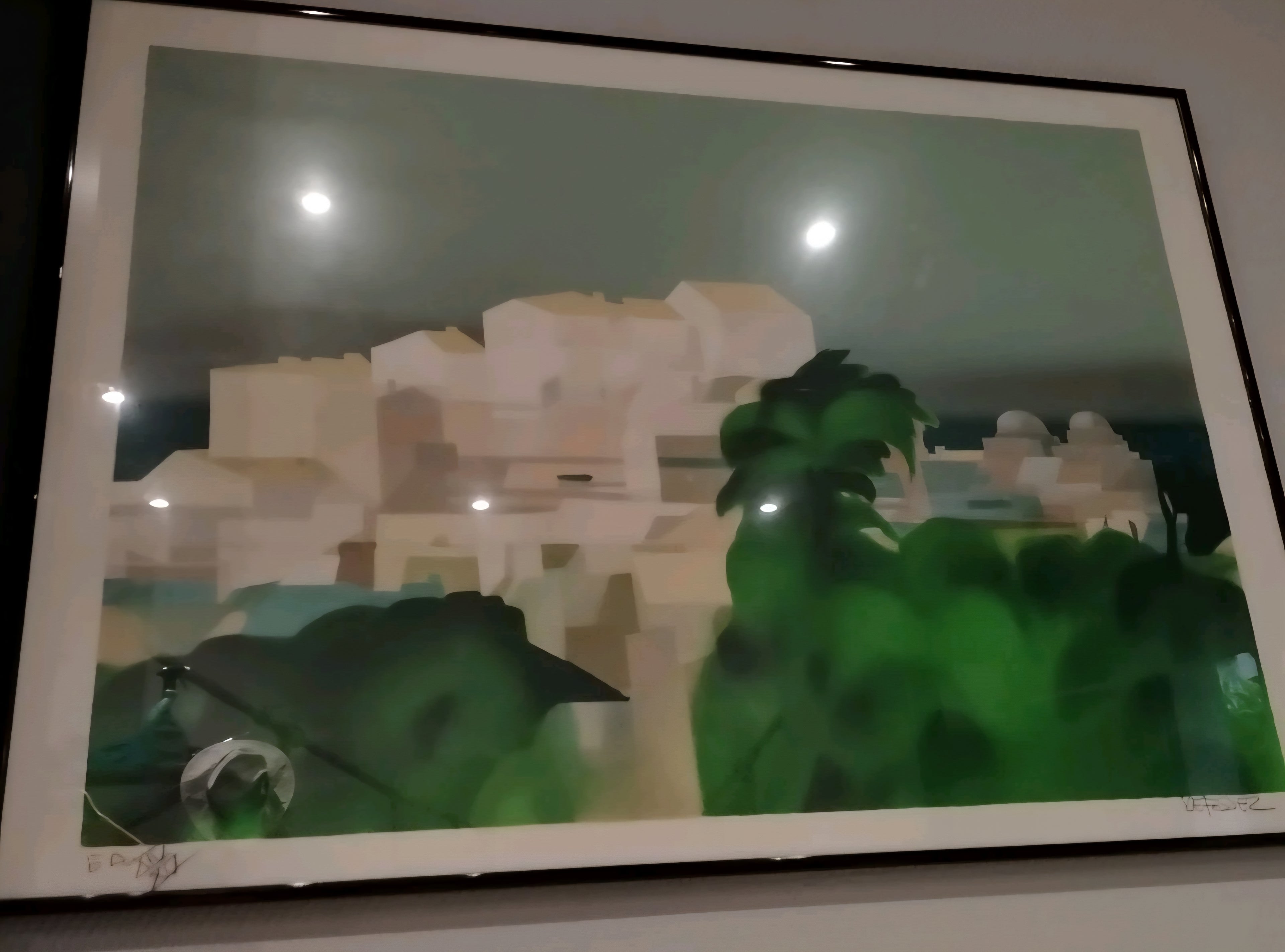 Ancien Tableau Art Deco Original Lithographie Vintage Art deco Alfred Defossez Lumière du Sud Numéroté & Signé EA + Artiste