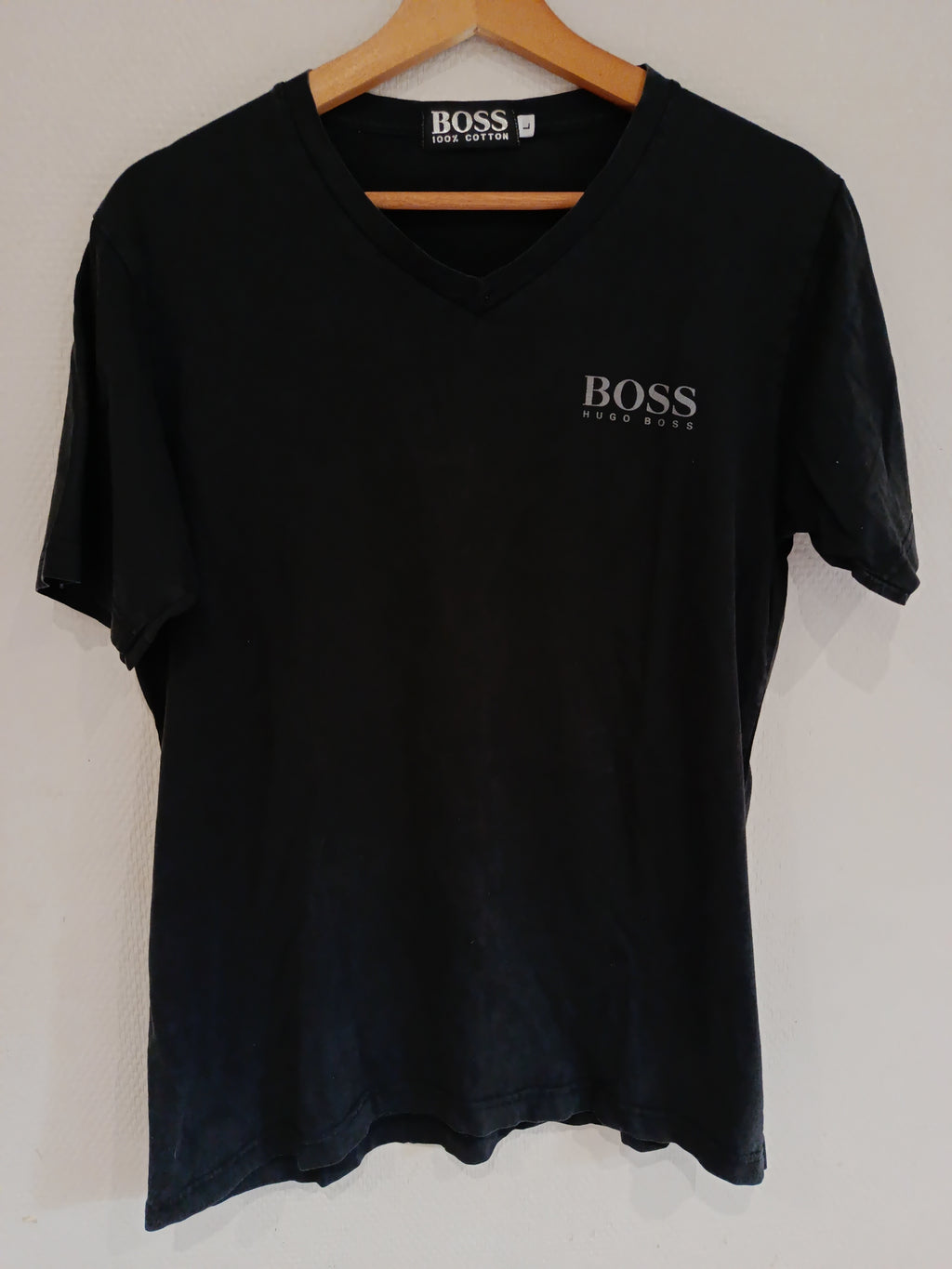 Ancien T Shirt vintage Hugo Boss 100% Coton Homme TL Original Col V Noir Collection