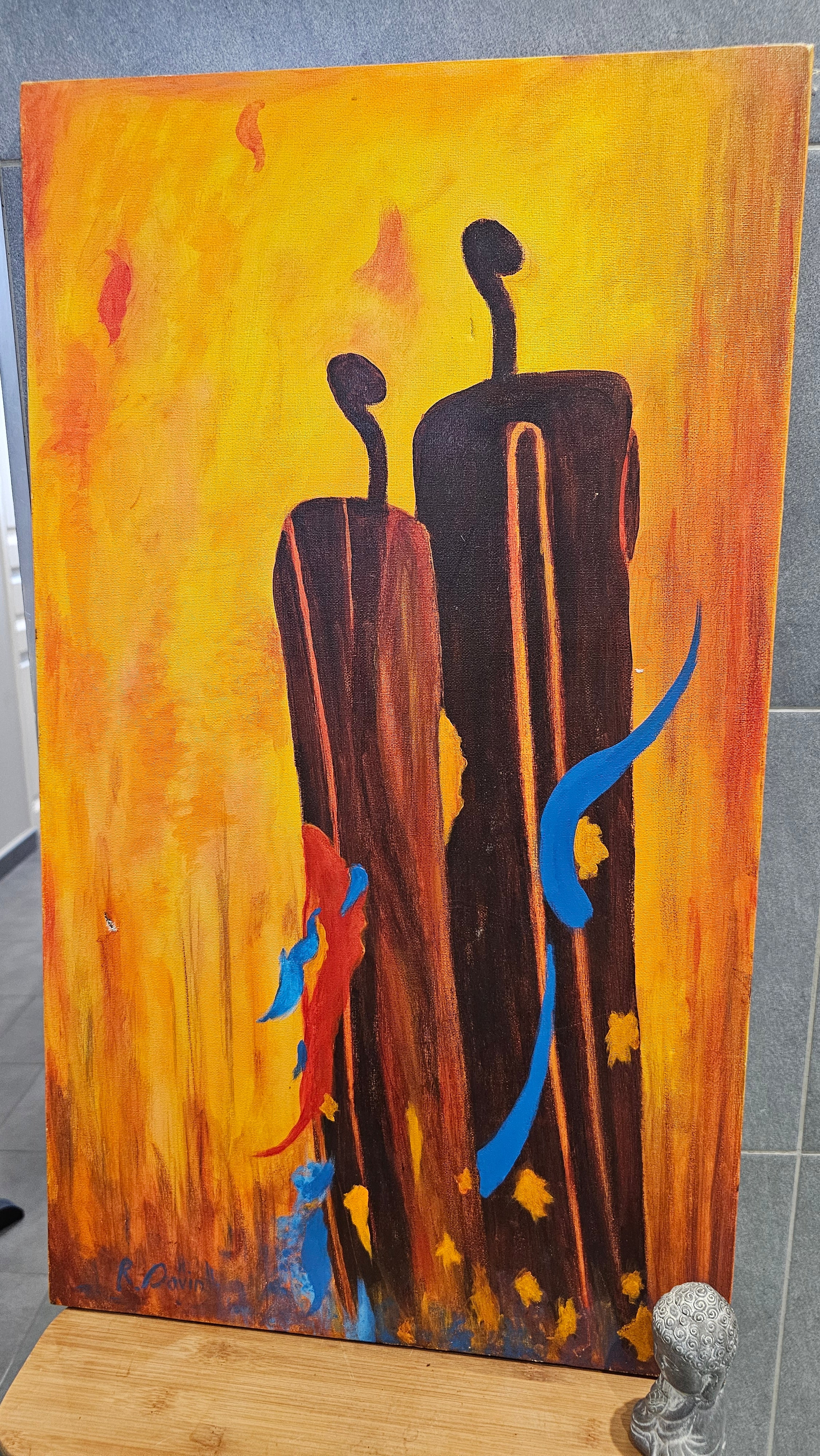 Tableau Peinture Huile sur Toile Signée Roger Savin (1928-2021) "La Réinvocation" Original Unique XXe Collection Art Deco Realisme