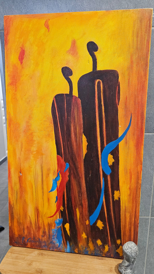 Tableau Peinture Huile sur Toile Signée Roger Savin (1928-2021) "La Réinvocation" Original Unique XXe Collection Art Deco Realisme