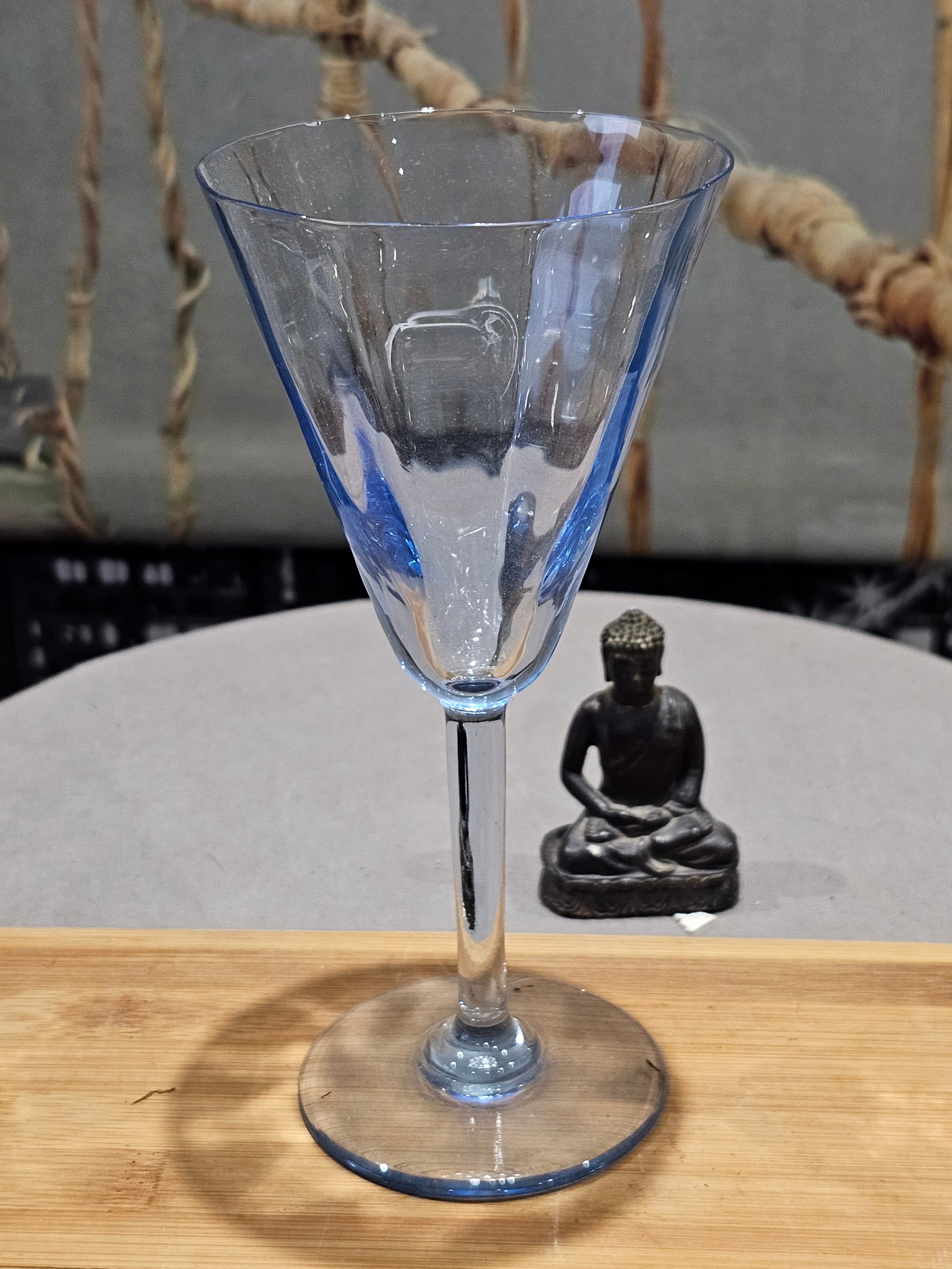 Ancien Grand verre Cocktail en cristal Taillé Moyen Mains Vintage XXe Art deco artisanal
