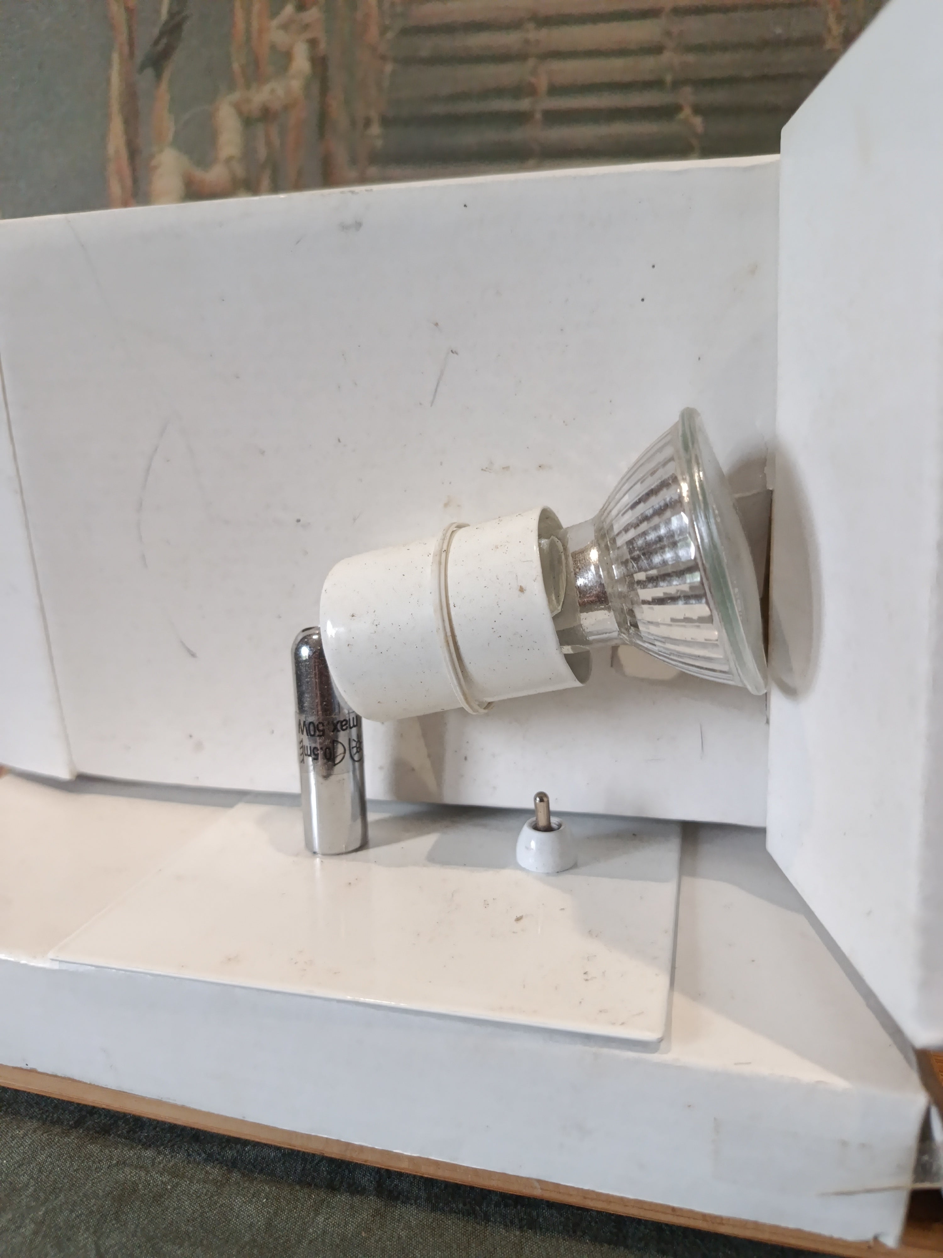 Ancienne Applique Design Fischer Lampe Collection XXe Art deco Luminaires Originale Blanche Verre