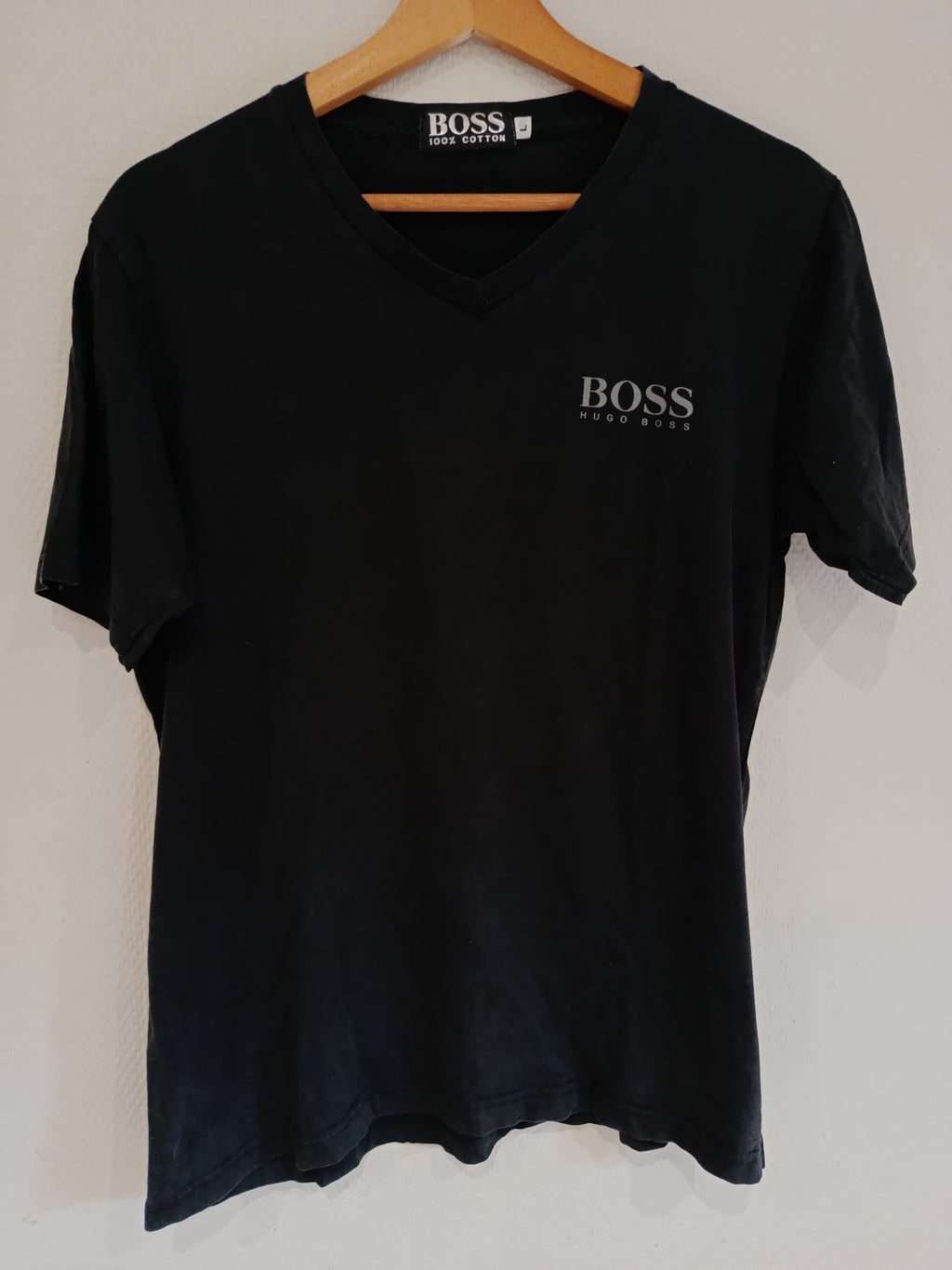 Ancien T Shirt vintage Hugo Boss 100% Coton Homme TL Original Col V Noir Collection