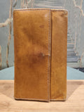 Ancien Porte Monnaie Original en Cuir D'Agneau Original Artisanal Fait Main Luxe Camel XXe Collection
