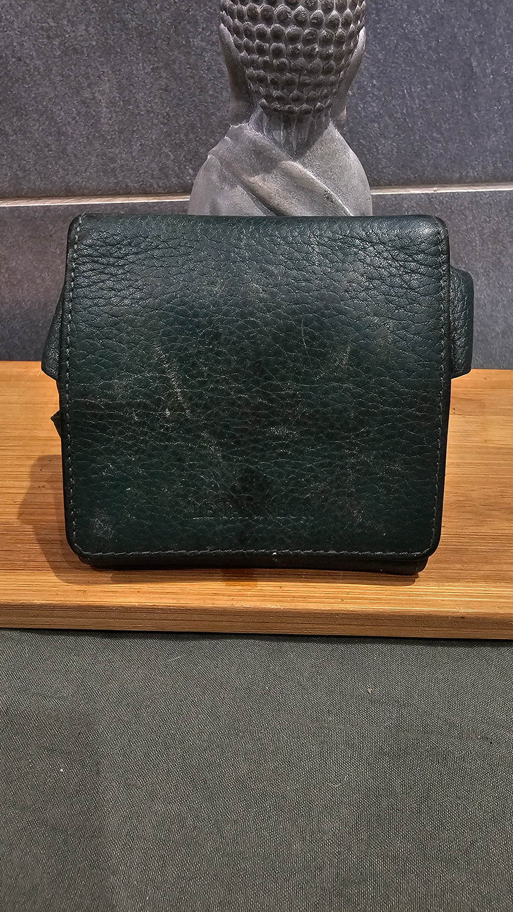 Ancien Porte Monnaie Vintage Rétro Le Tanneur Cuir Vert Grand Père Collector Début XXe Collection