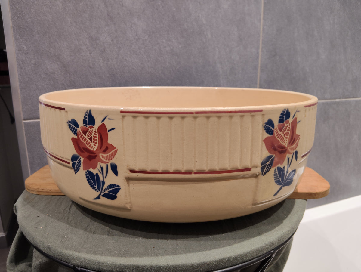 Ancienne bacine ancien plat de service Faience Signée K& G Lunéville XXE Edition Florale Collection
