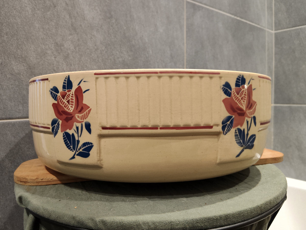 Ancienne bacine ancien plat de service Faience Signée K& G Lunéville XXE Edition Florale Collection