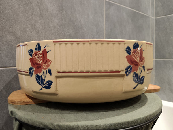 Ancienne bacine ancien plat de service Faience Signée K& G Lunéville XXE Edition Florale Collection