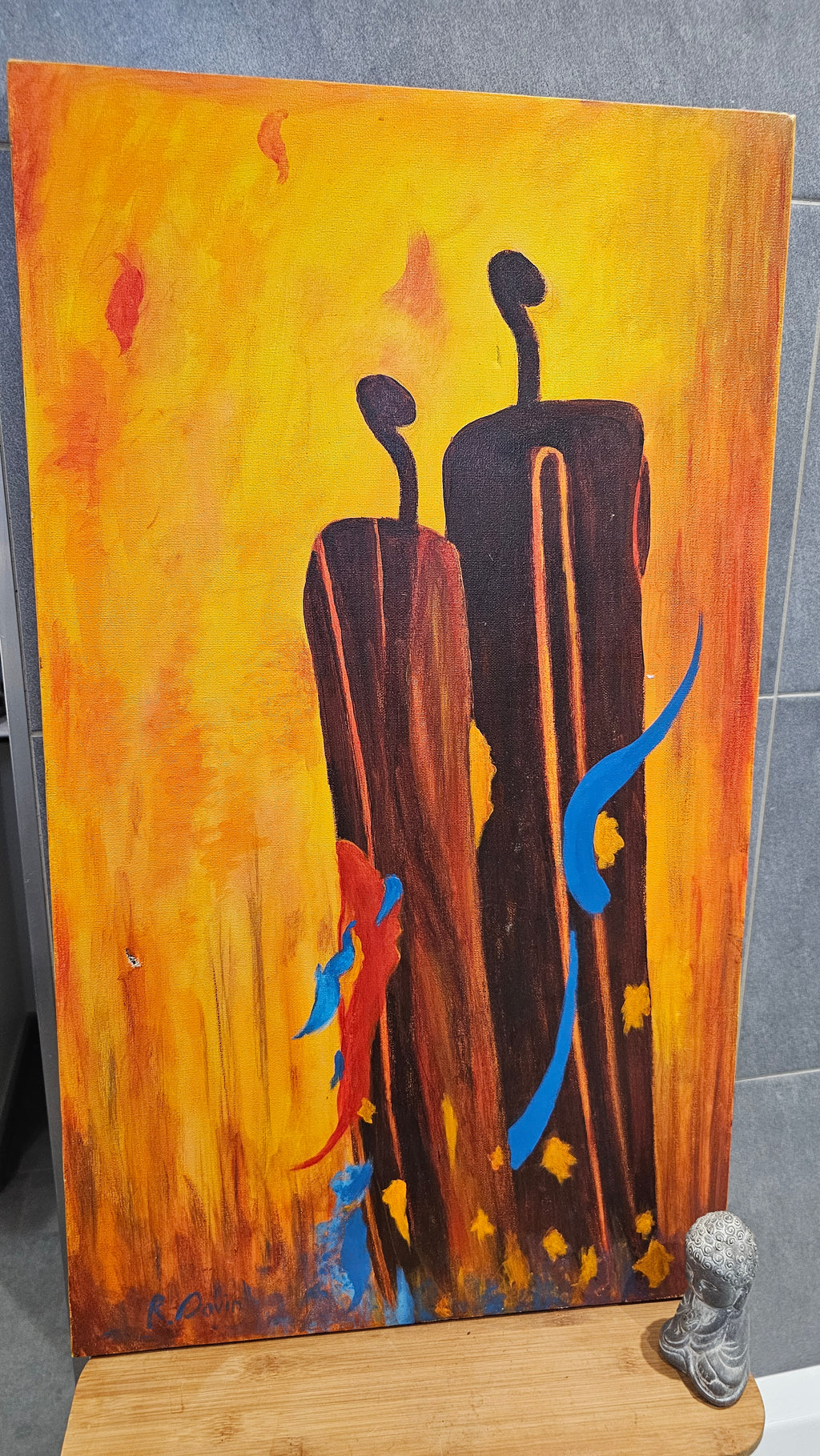 Tableau Peinture Huile sur Toile Signée Roger Savin (1928-2021) "La Réinvocation" Original Unique XXe Collection Art Deco Realisme