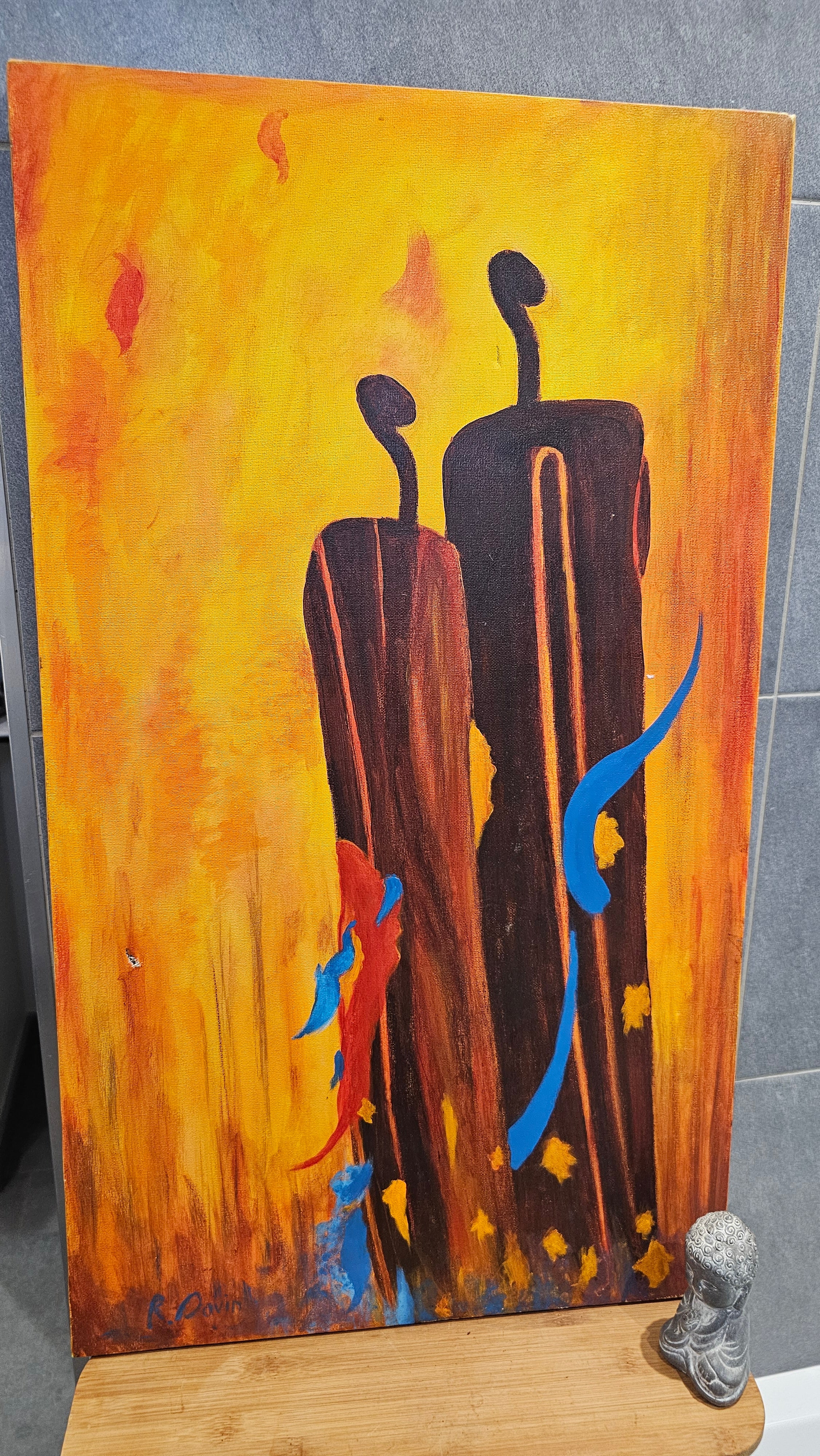 Tableau Peinture Huile sur Toile Signée Roger Savin (1928-2021) "La Réinvocation" Original Unique XXe Collection Art Deco Realisme
