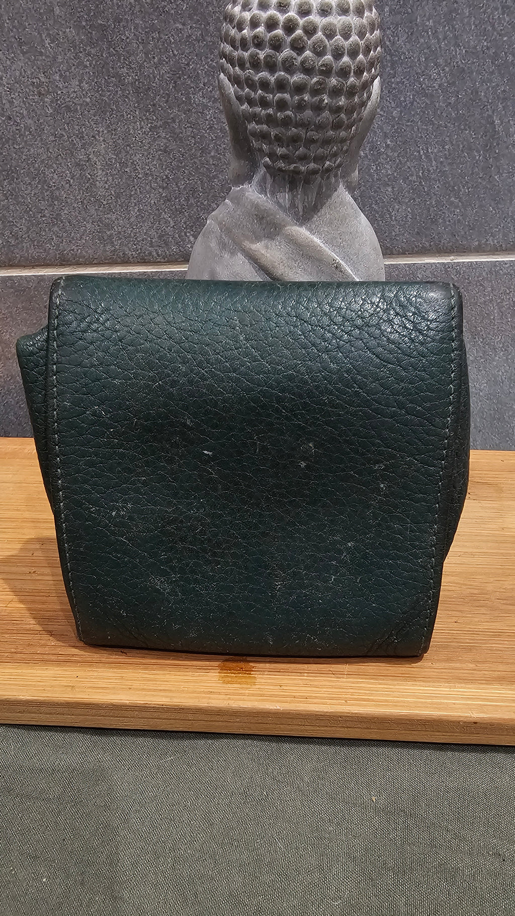 Ancien Porte Monnaie Vintage Rétro Le Tanneur Cuir Vert Grand Père Collector Début XXe Collection